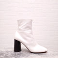 CELINE CREAM LEATHER BOOTS WITH ROUND BLOCK HEEL - SIZE 40.5