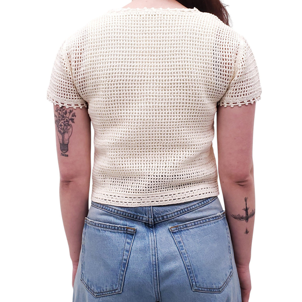 CELINE CROCHET TRIOMPHE LOGO TOP - SIZE XS