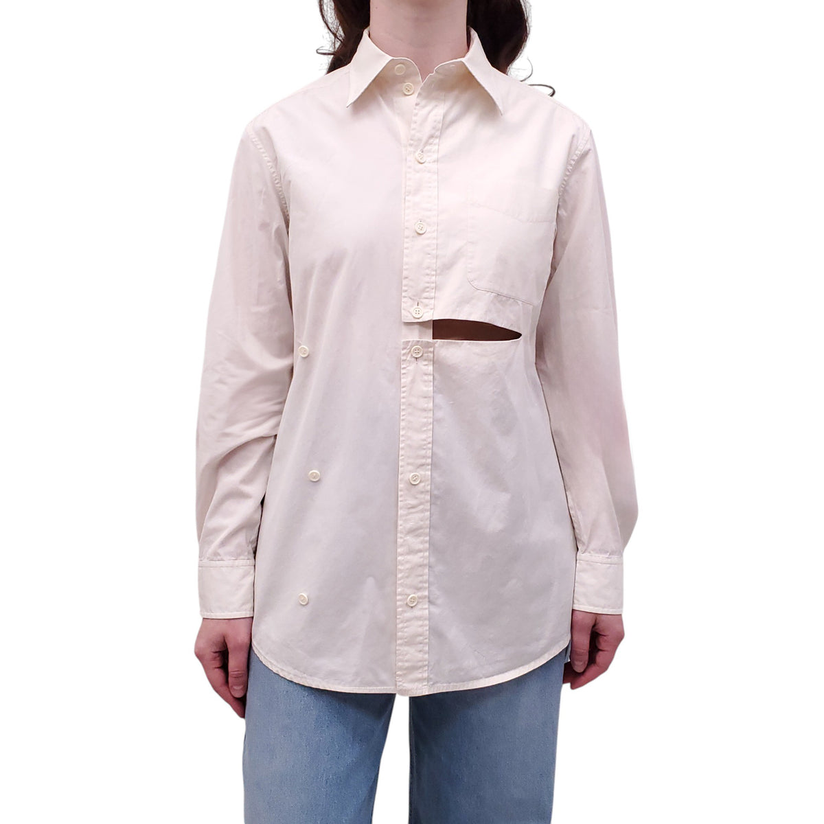 CELINE CUTOUT DETAIL BUTTON UP SHIRT - SIZE 38