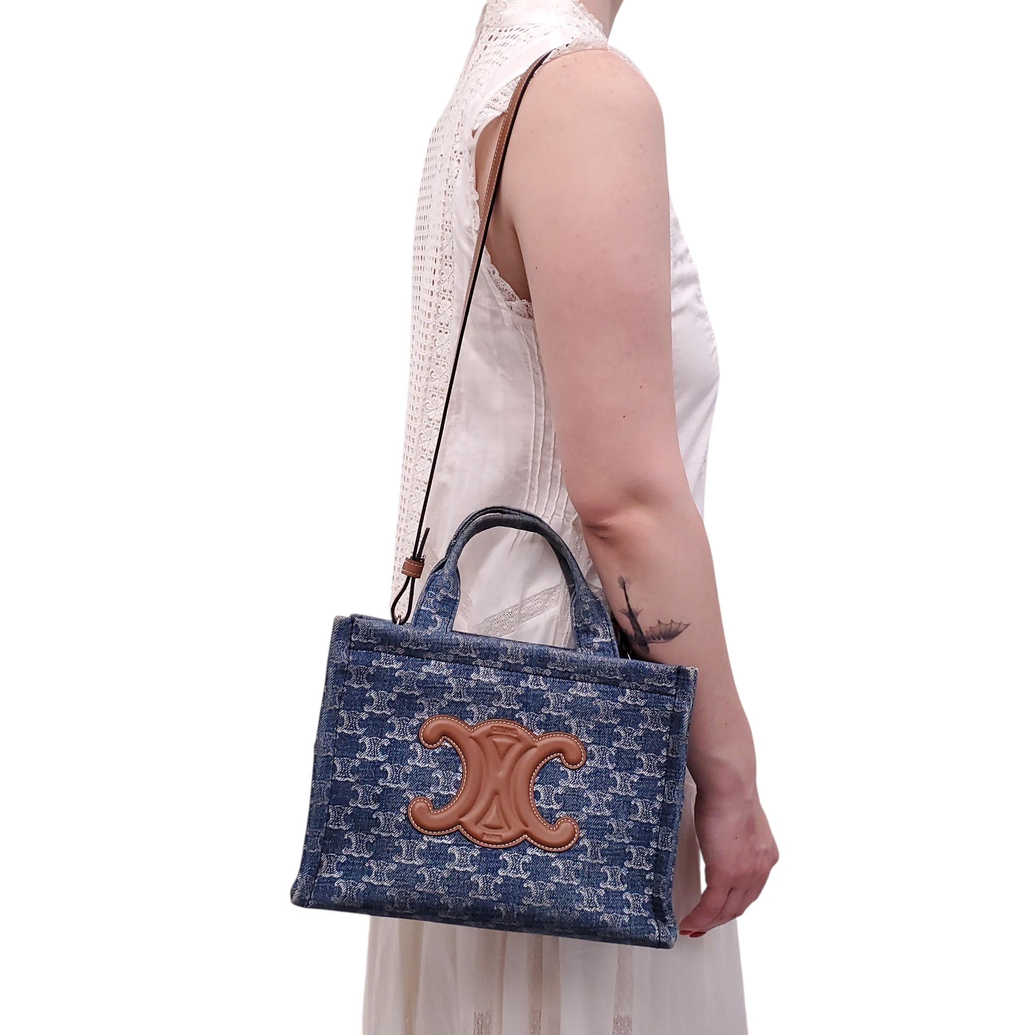 CELINE DENIM TRIOMPHE LOGO TOTE