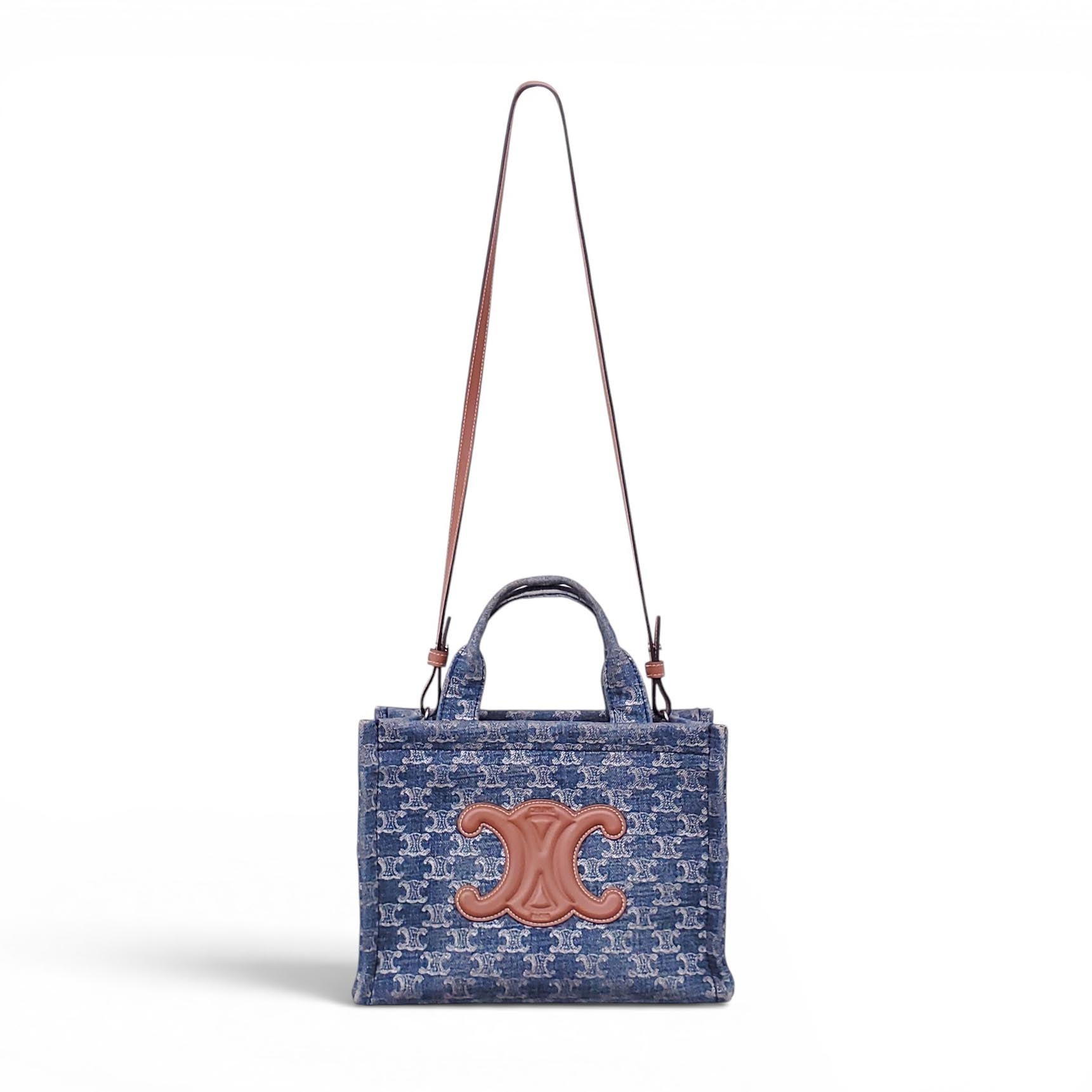 CELINE DENIM TRIOMPHE LOGO TOTE