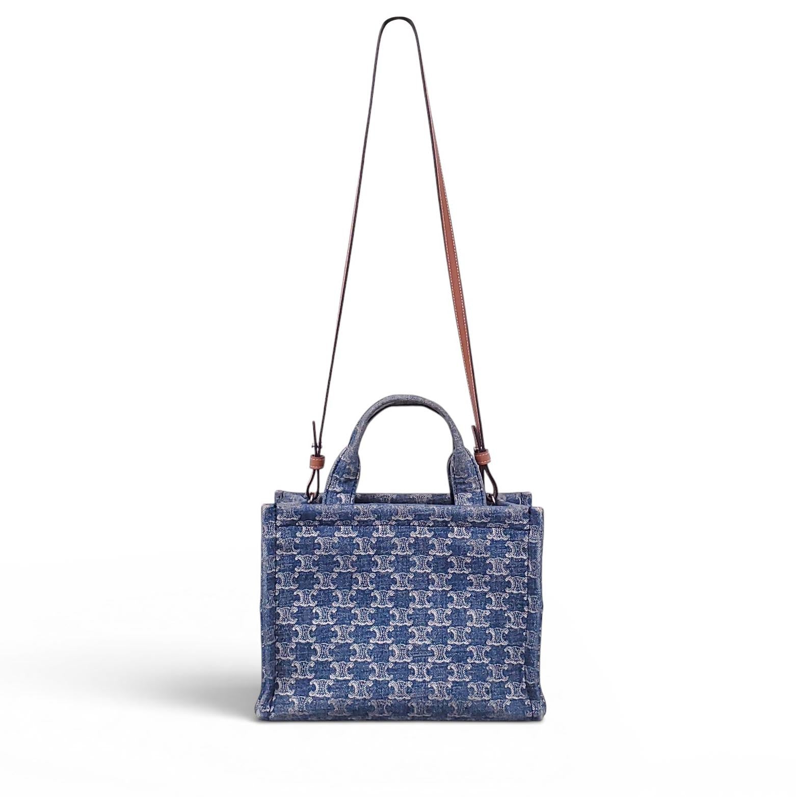 CELINE DENIM TRIOMPHE LOGO TOTE