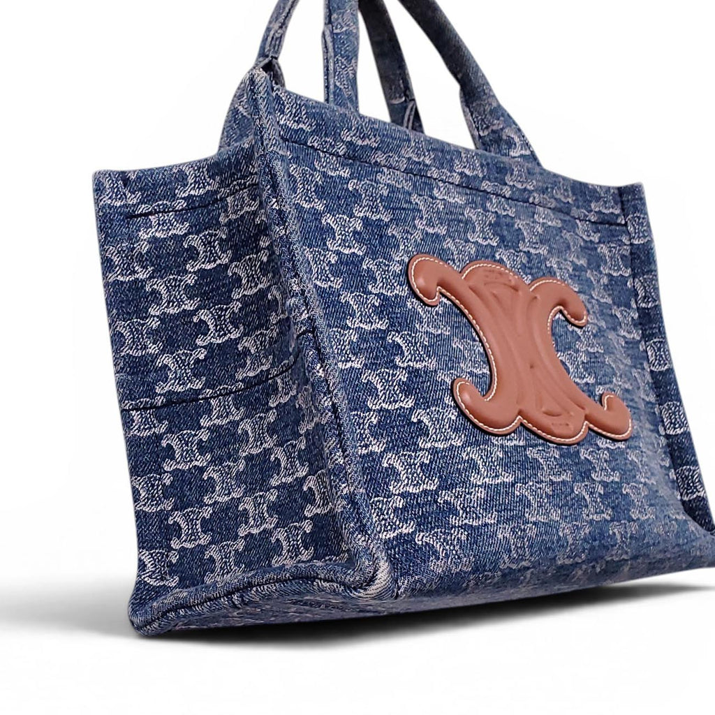 CELINE DENIM TRIOMPHE LOGO TOTE