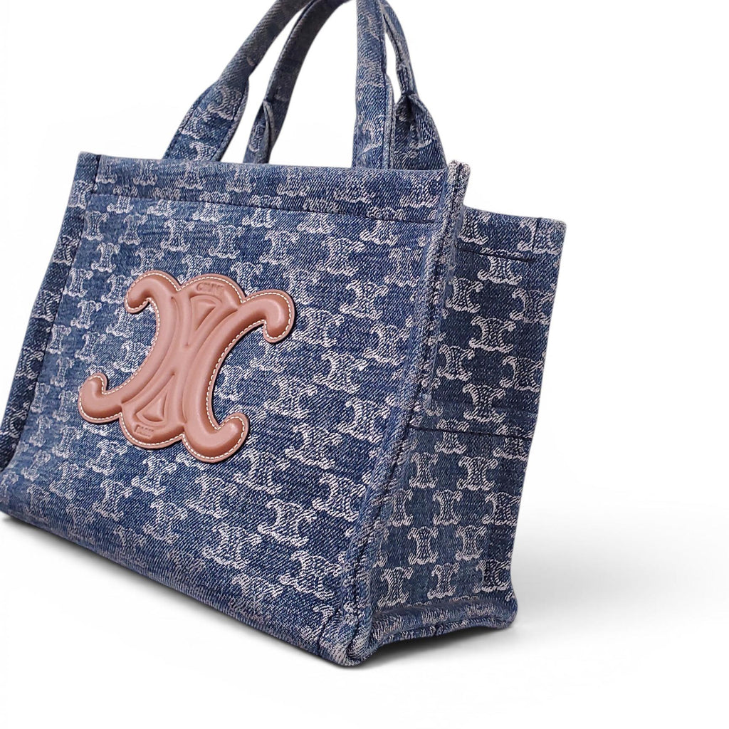 CELINE DENIM TRIOMPHE LOGO TOTE