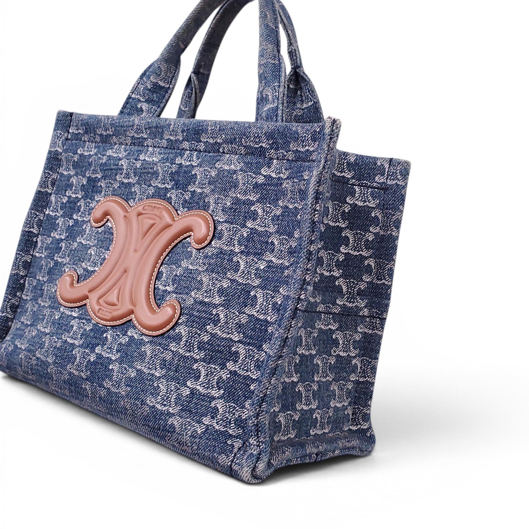 CELINE DENIM TRIOMPHE LOGO TOTE