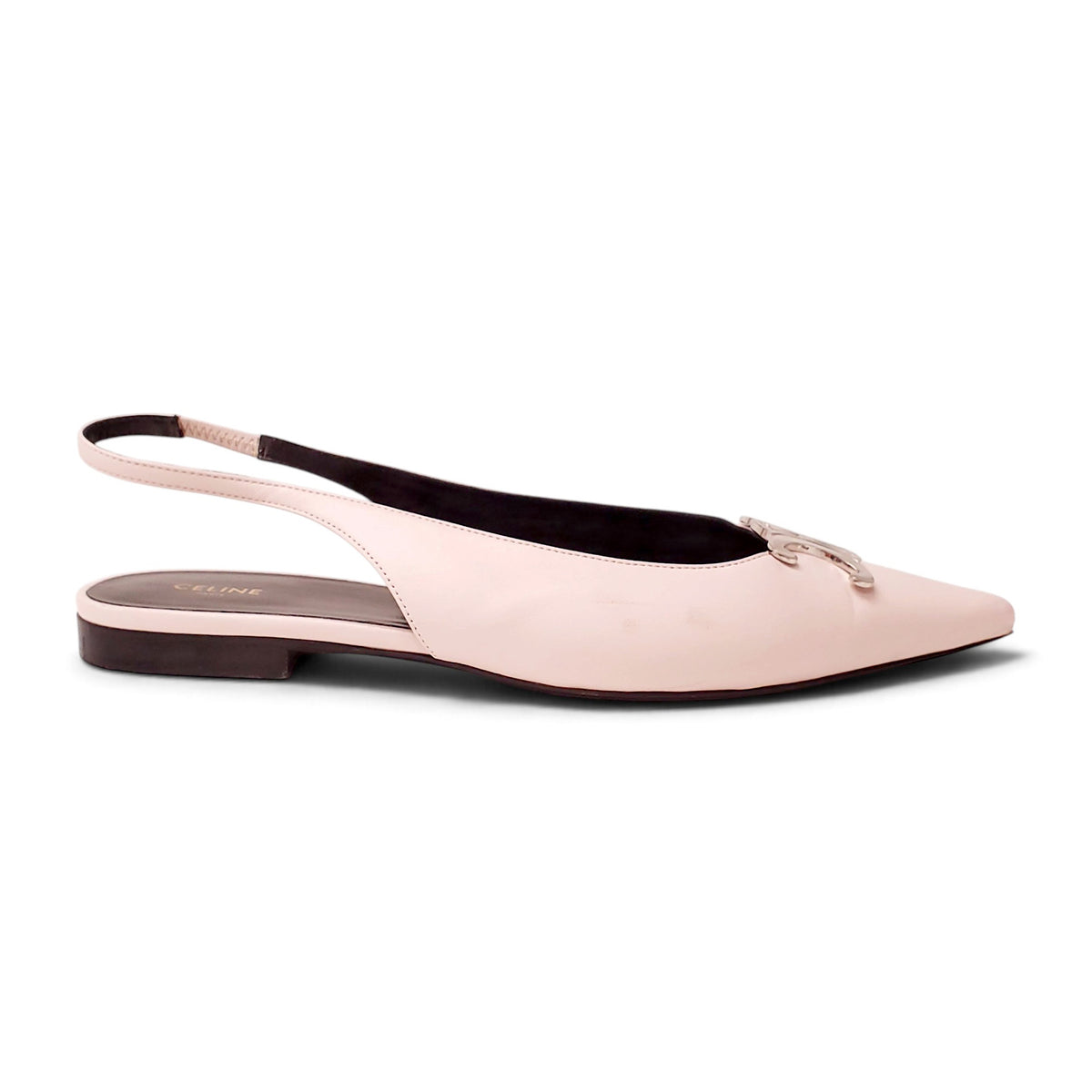 CELINE PINK FLATS WITH LOGO - SIZE 40