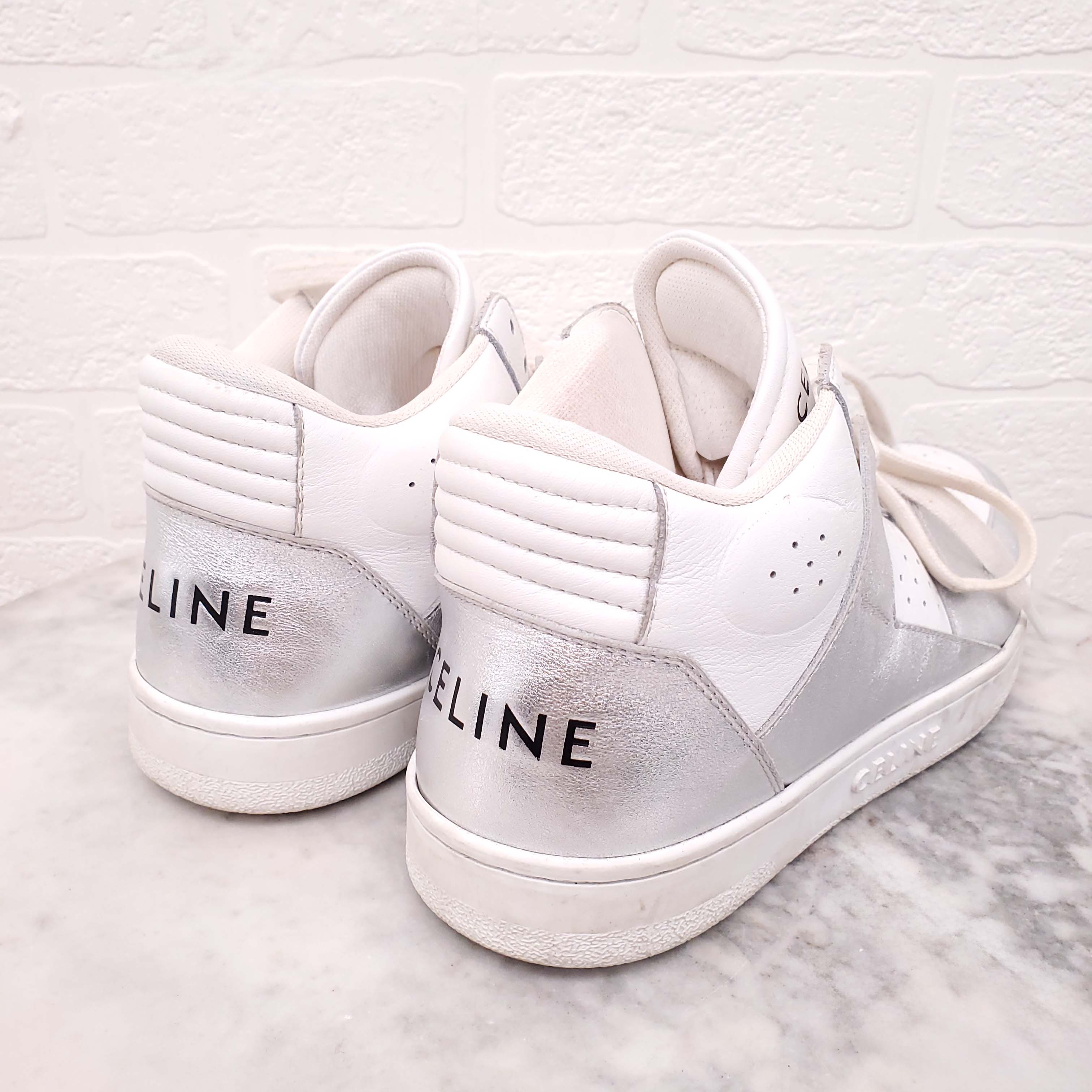 CELINE SILVER LOGO SNEAKERS - SIZE 39