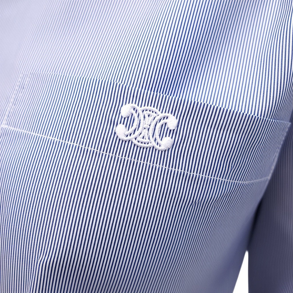 CELINE STRIPED BLOUSE WITH TRIOMPHE LOGO - SIZE 34