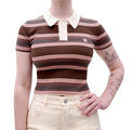CELINE STRIPED LOGO POLO T-SHIRT WITH TRIOMPHE LOGO - SIZE XS