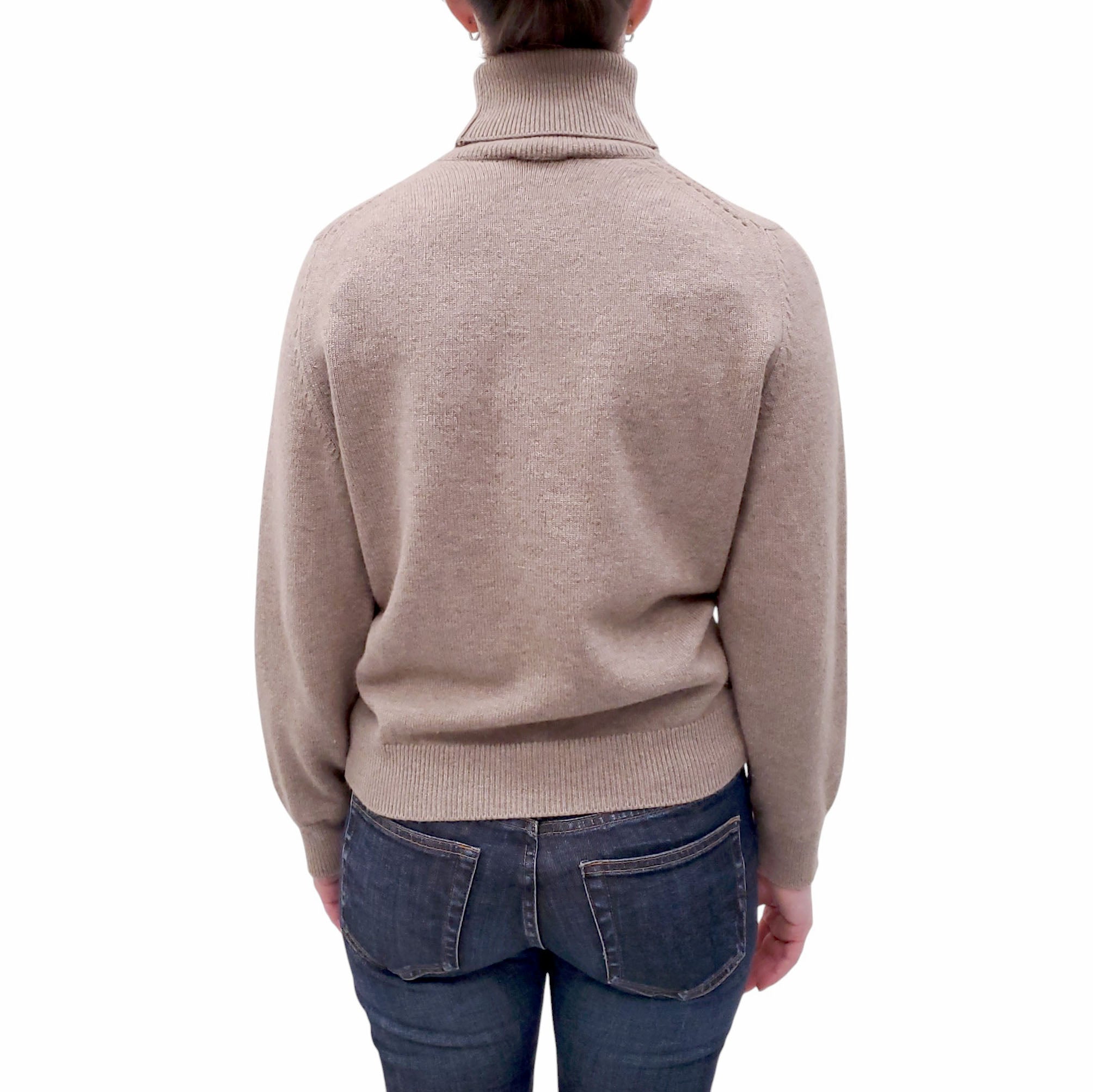 CELINE TAUPE CASHMERE TURTLENECK SWEATER - SIZE XS