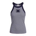 CELINE TRIOMPHE NAVY AND WHITE STRIPED TANK TOP - SIZE XS