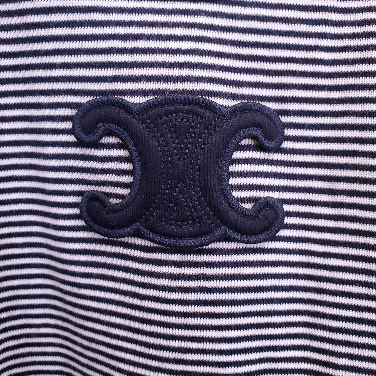 CELINE TRIOMPHE NAVY AND WHITE STRIPED TANK TOP - SIZE XS