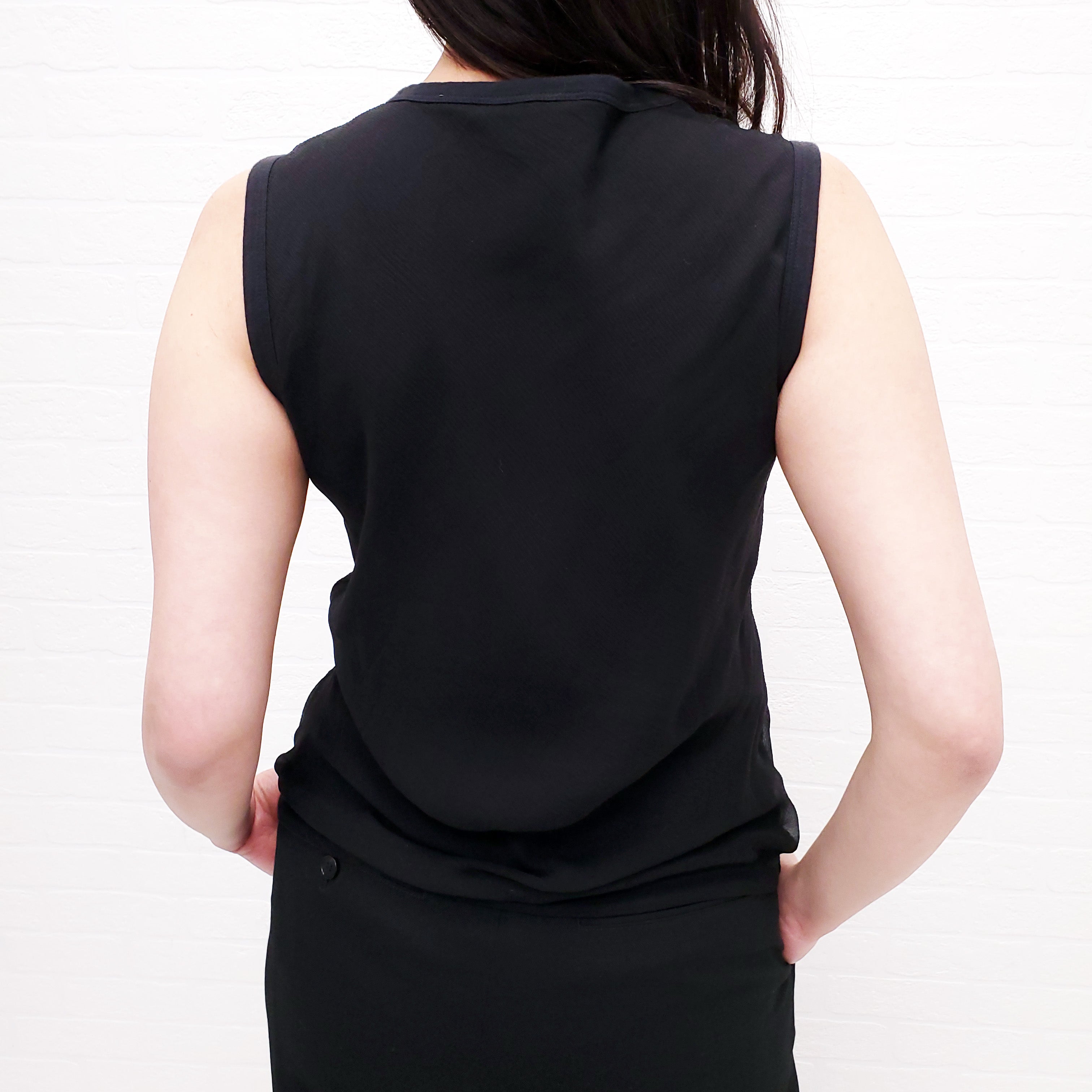 CELINE VINTAGE BLACK TRIOMPHE TANK TOP - SIZE M