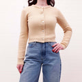 CELINE YELLOW CASHMERE CARDIGAN WITH TRIOMPHE LOGO - SIZE XS