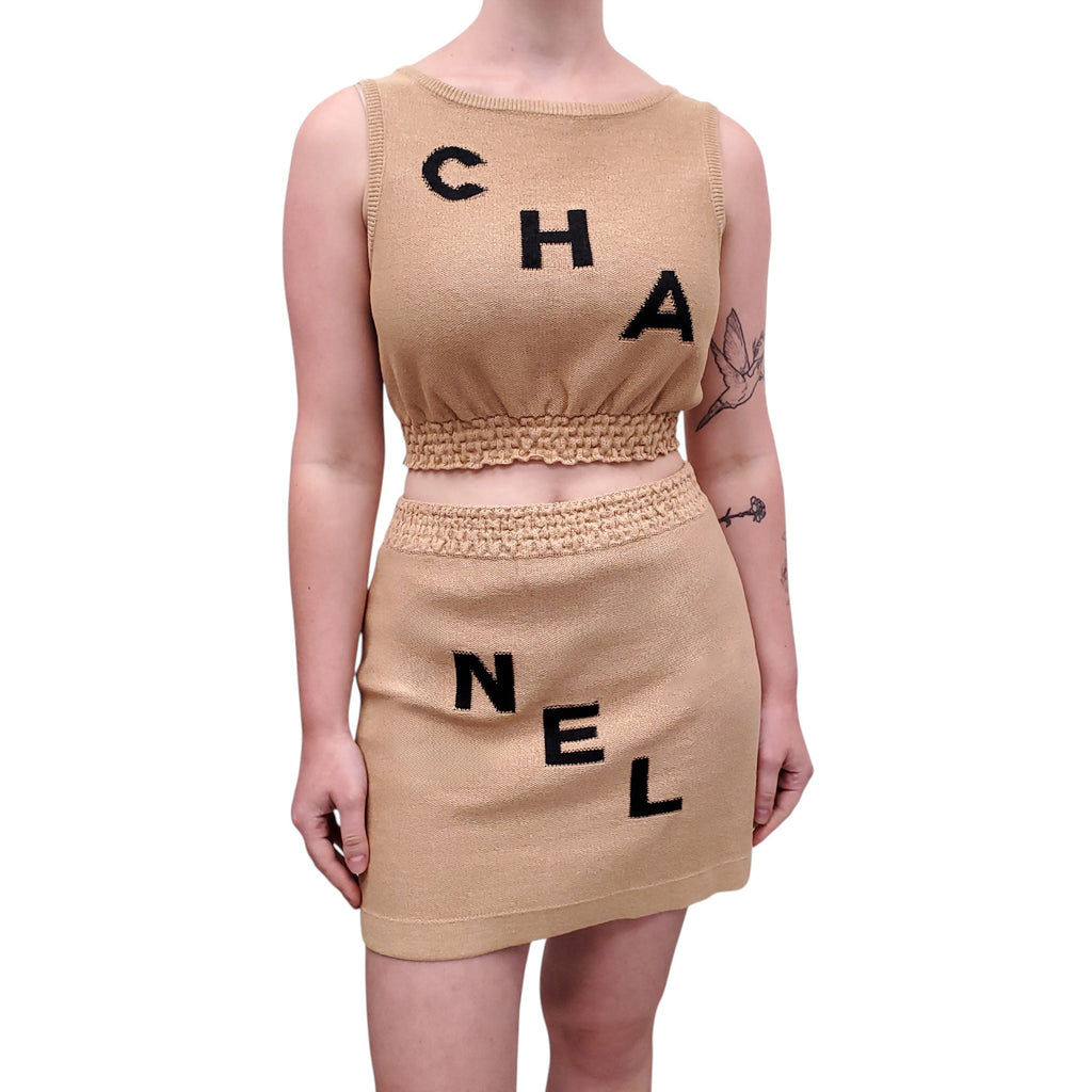 CHANEL 2019 RUNWAY LOGO 2-PIECE SET - SIZE 38
