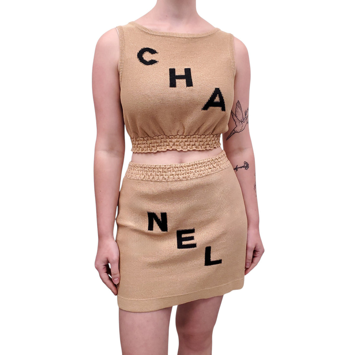 CHANEL 2019 RUNWAY LOGO 2-PIECE SET - SIZE 38