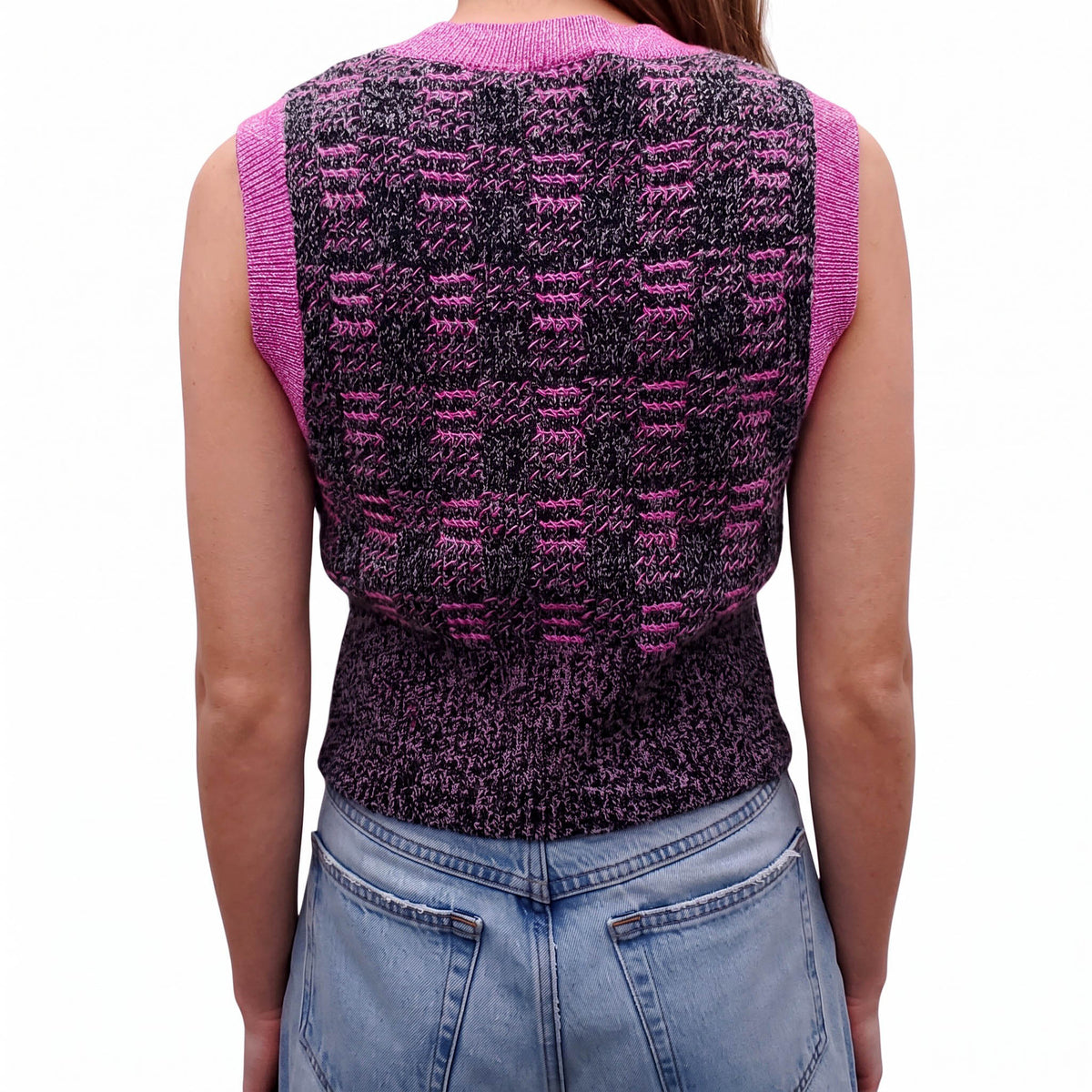 CHANEL 2022 PURPLE AND GREY KNIT VEST - SIZE 40