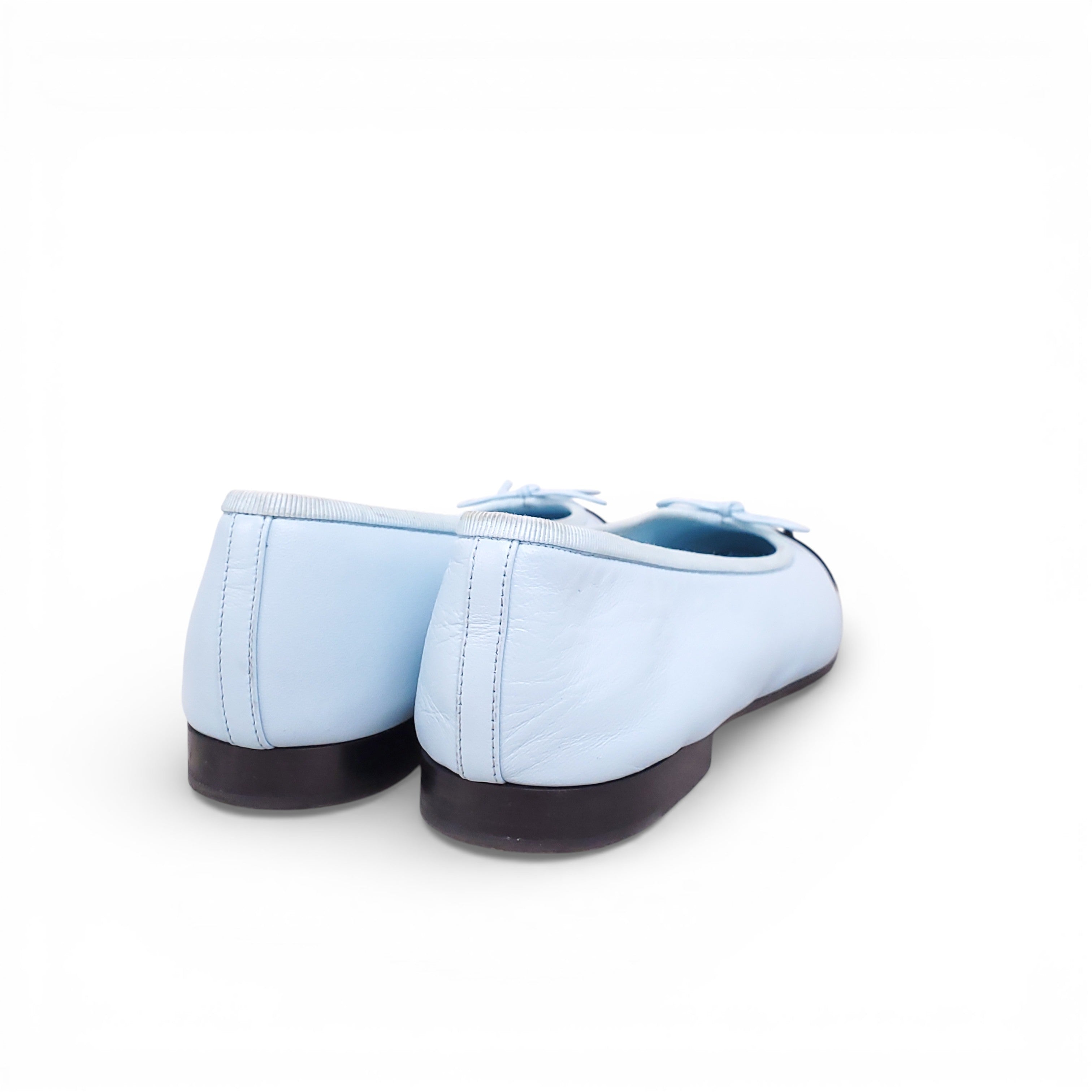 CHANEL BABY BLUE BALLERINA FLATS - SIZE 38