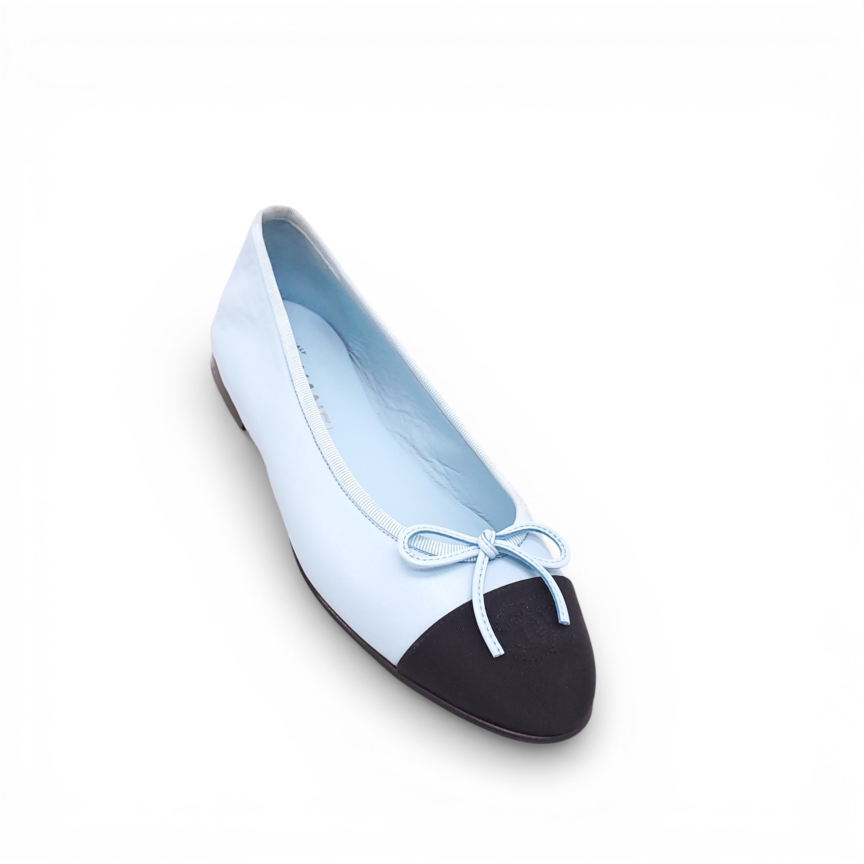 CHANEL BABY BLUE BALLERINA FLATS - SIZE 38