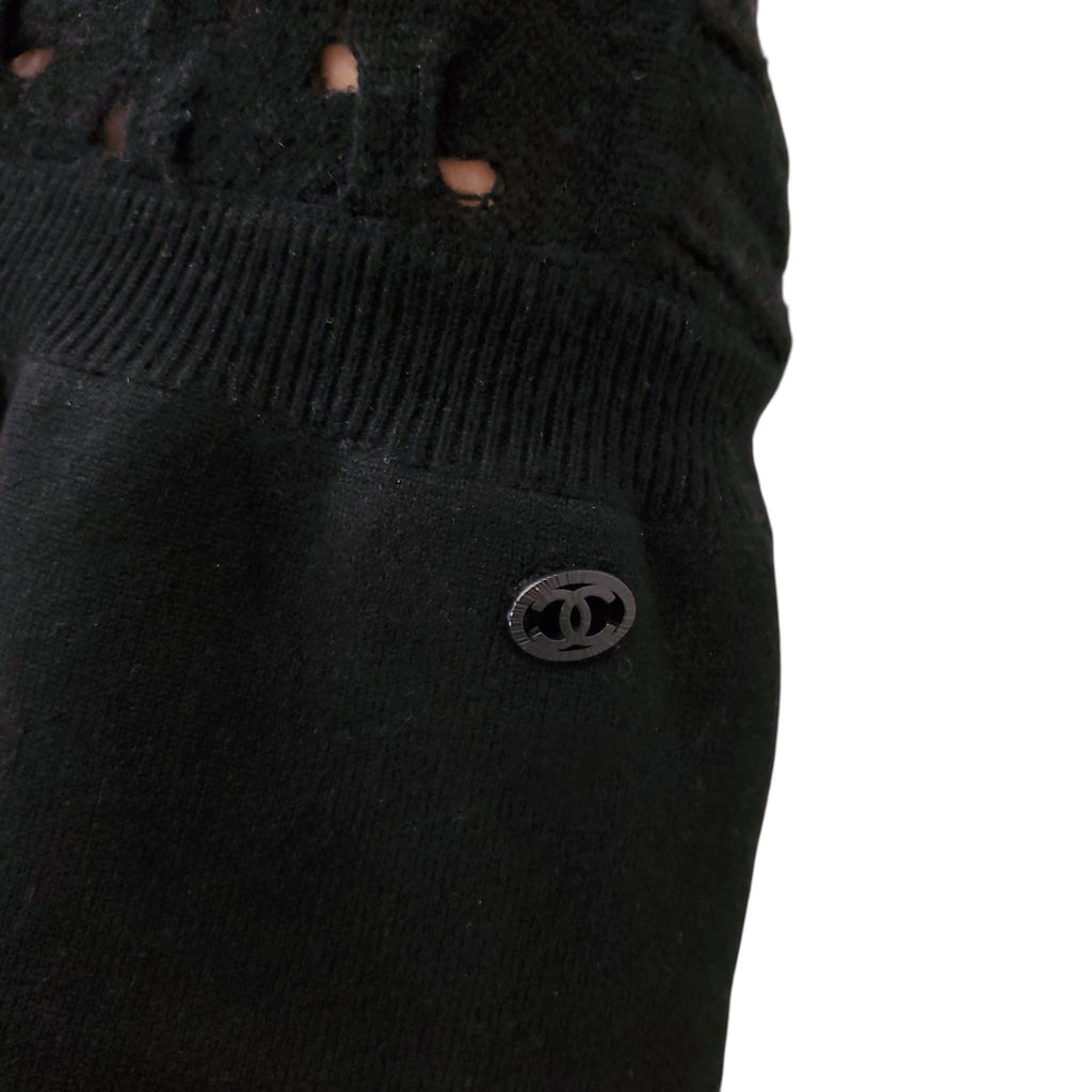 CHANEL BLACK CASHMERE SWEATER DRESS - SIZE 38