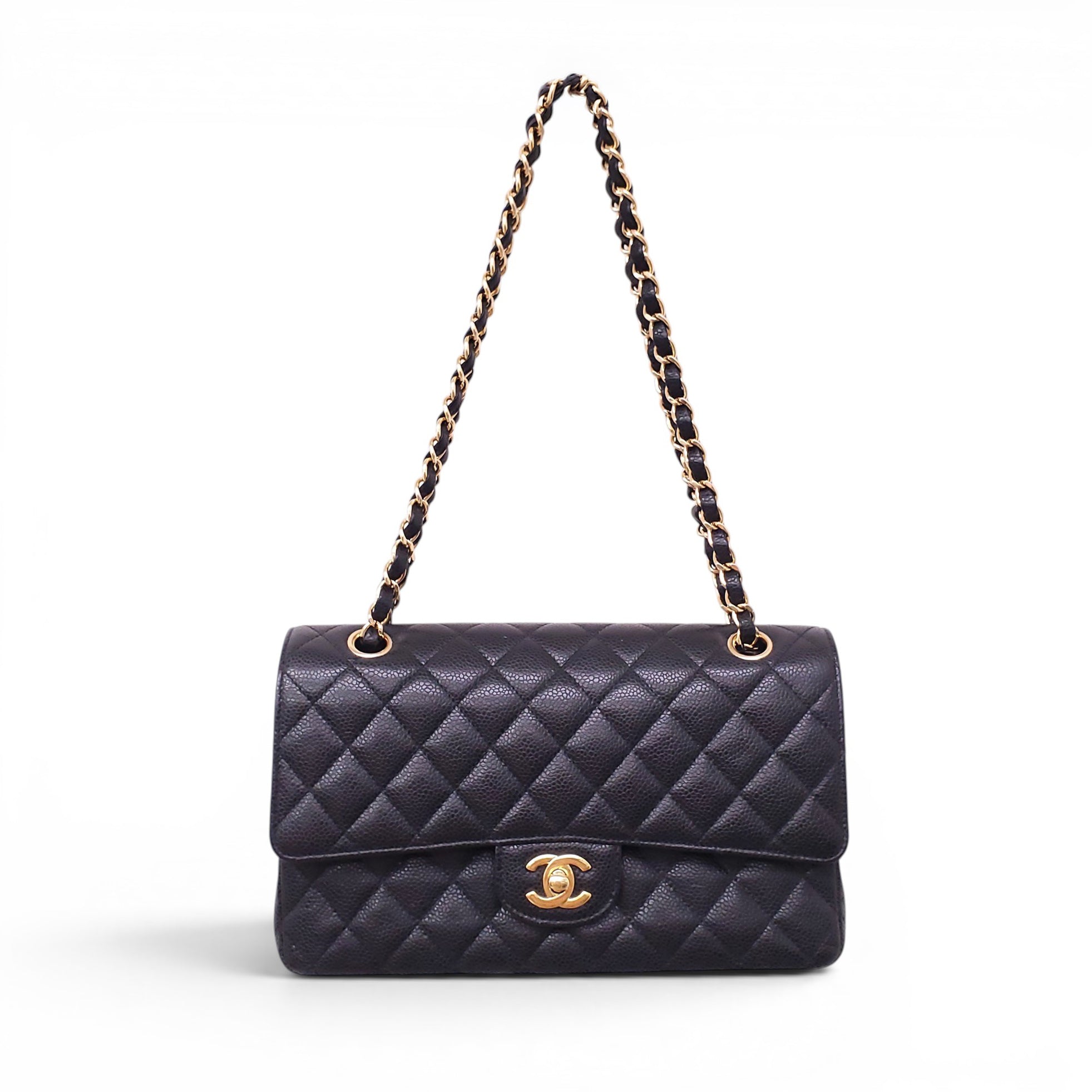 CHANEL BLACK CAVIAR MEDIUM DOUBLE FLAP BAG