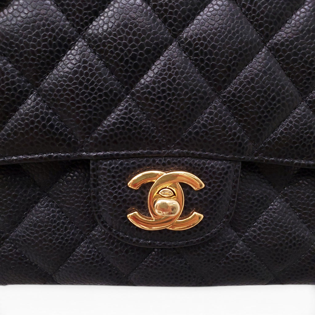 CHANEL BLACK CAVIAR MEDIUM DOUBLE FLAP BAG