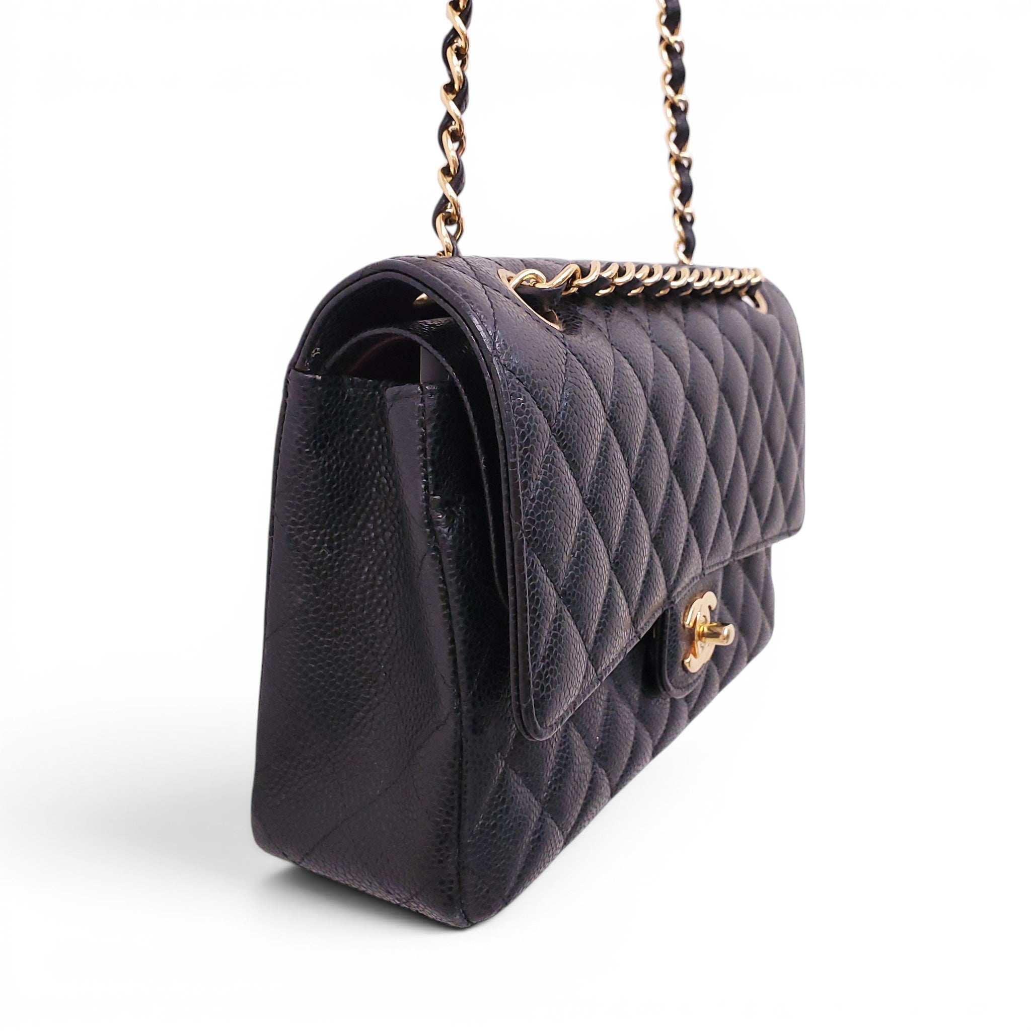 CHANEL BLACK CAVIAR MEDIUM DOUBLE FLAP BAG