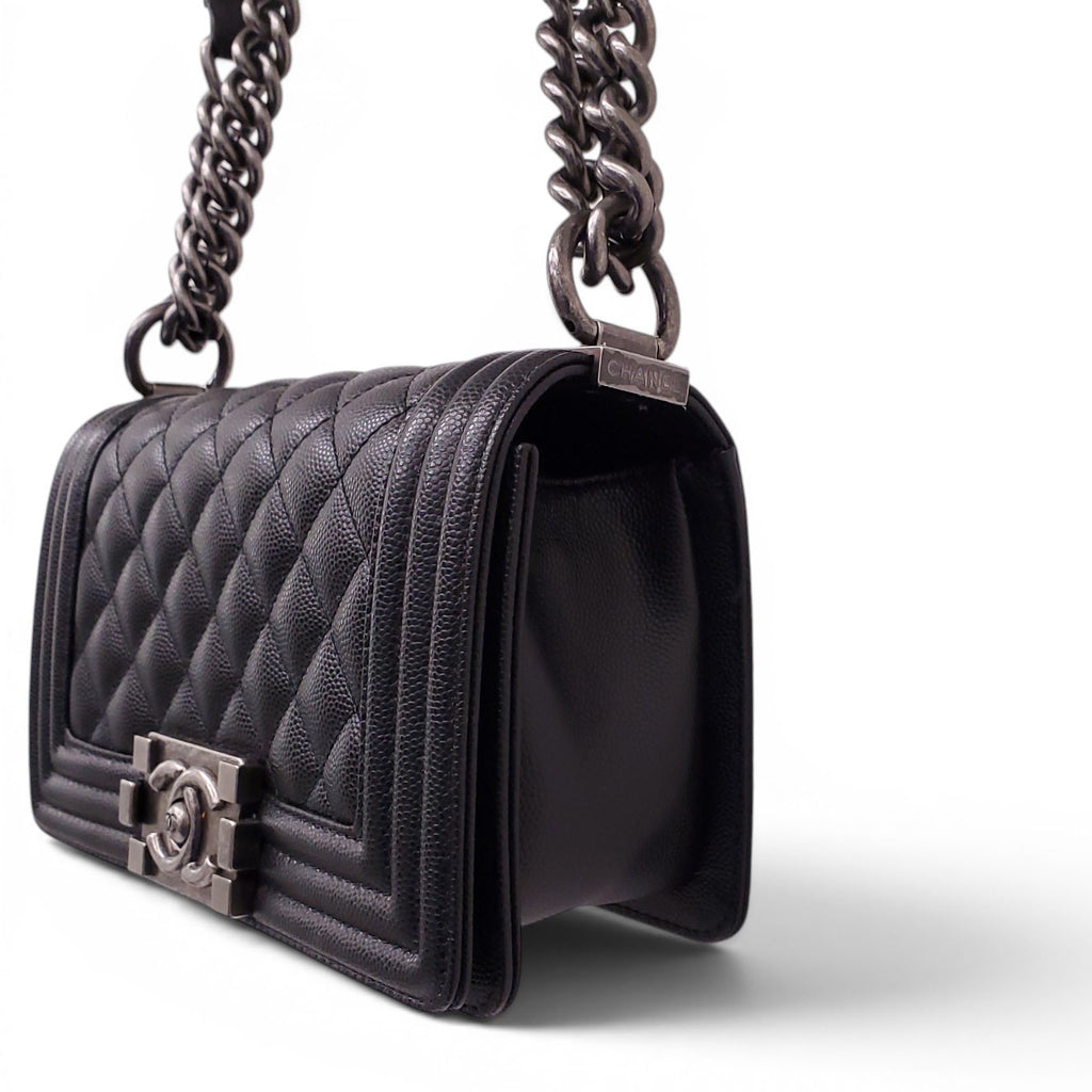 CHANEL BLACK CAVIAR SMALL BOY BAG