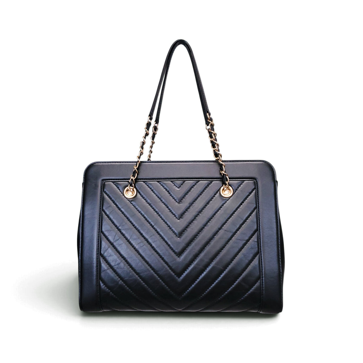 CHANEL BLACK CHEVRON TOTE