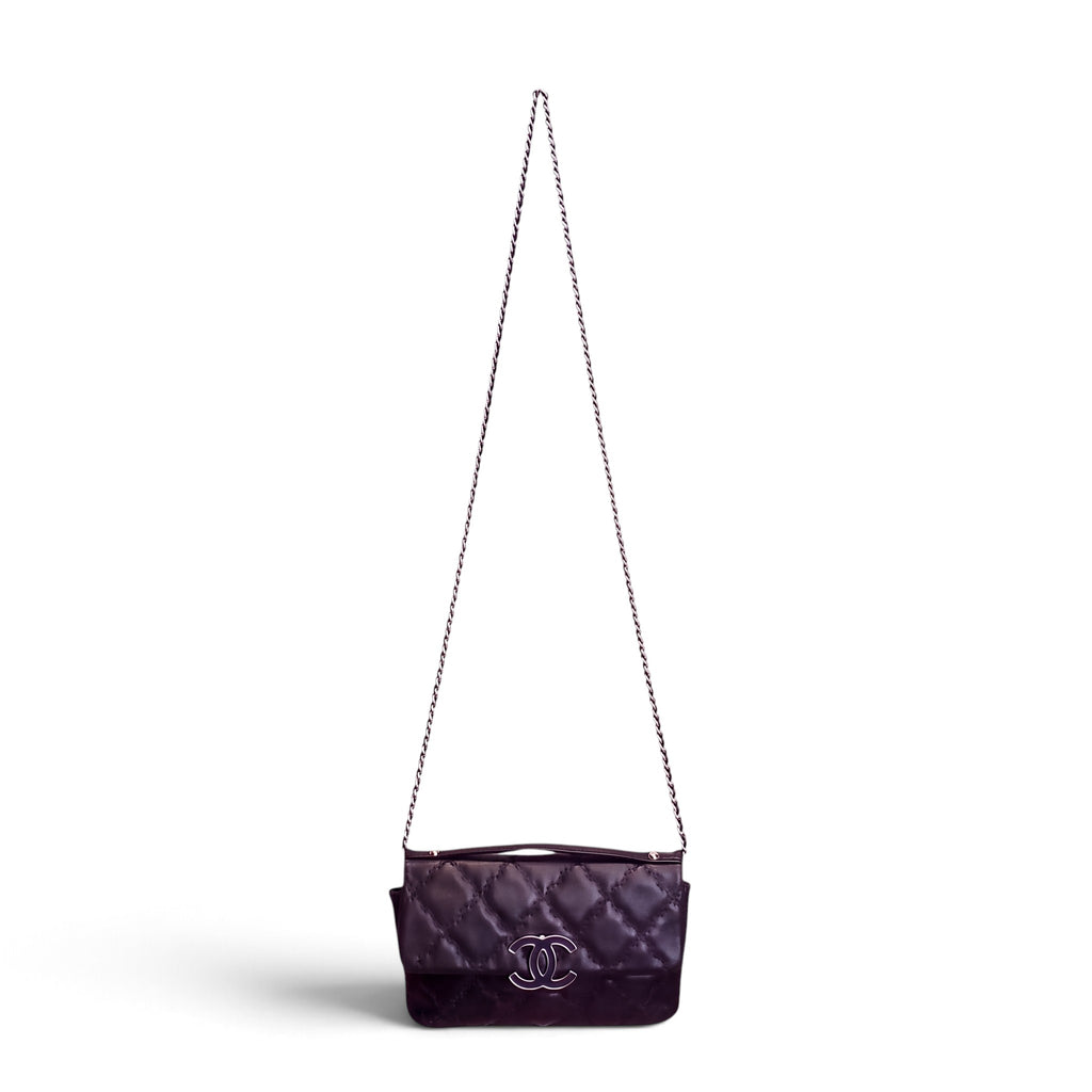 CHANEL BLACK DOUBLE STITCH HAMPTONS CC FLAP CROSSBODY BAG