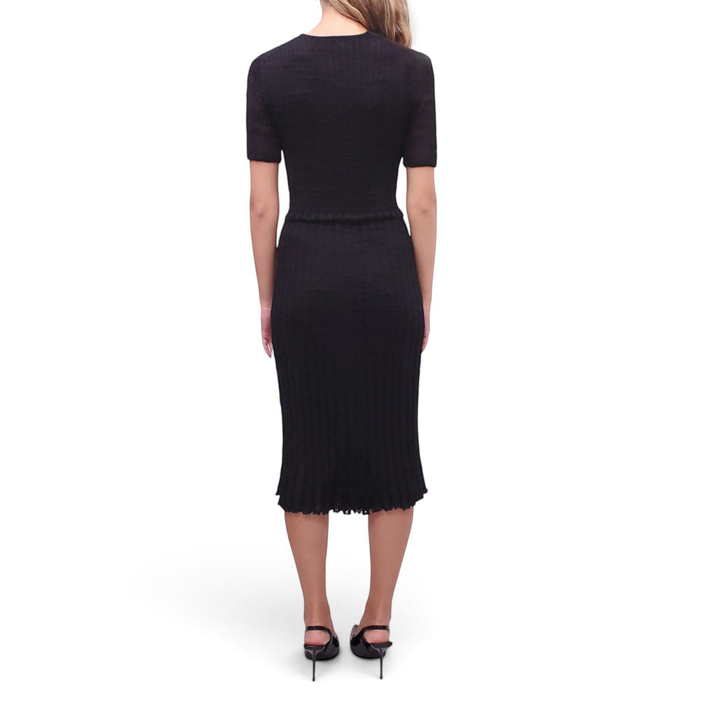 CHANEL BLACK KNIT MAXI DRESS - SIZE 34