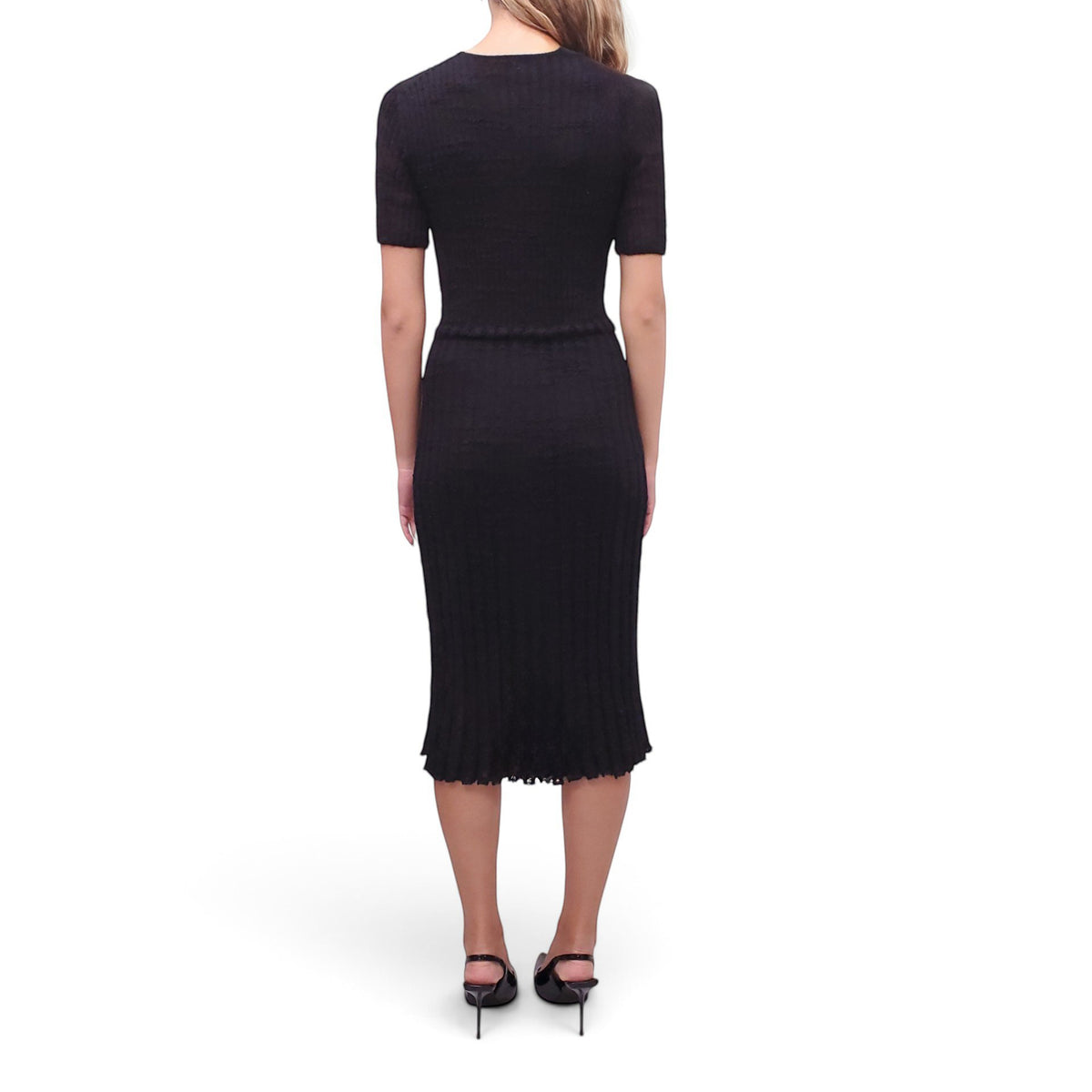 CHANEL BLACK KNIT MAXI DRESS - SIZE 34