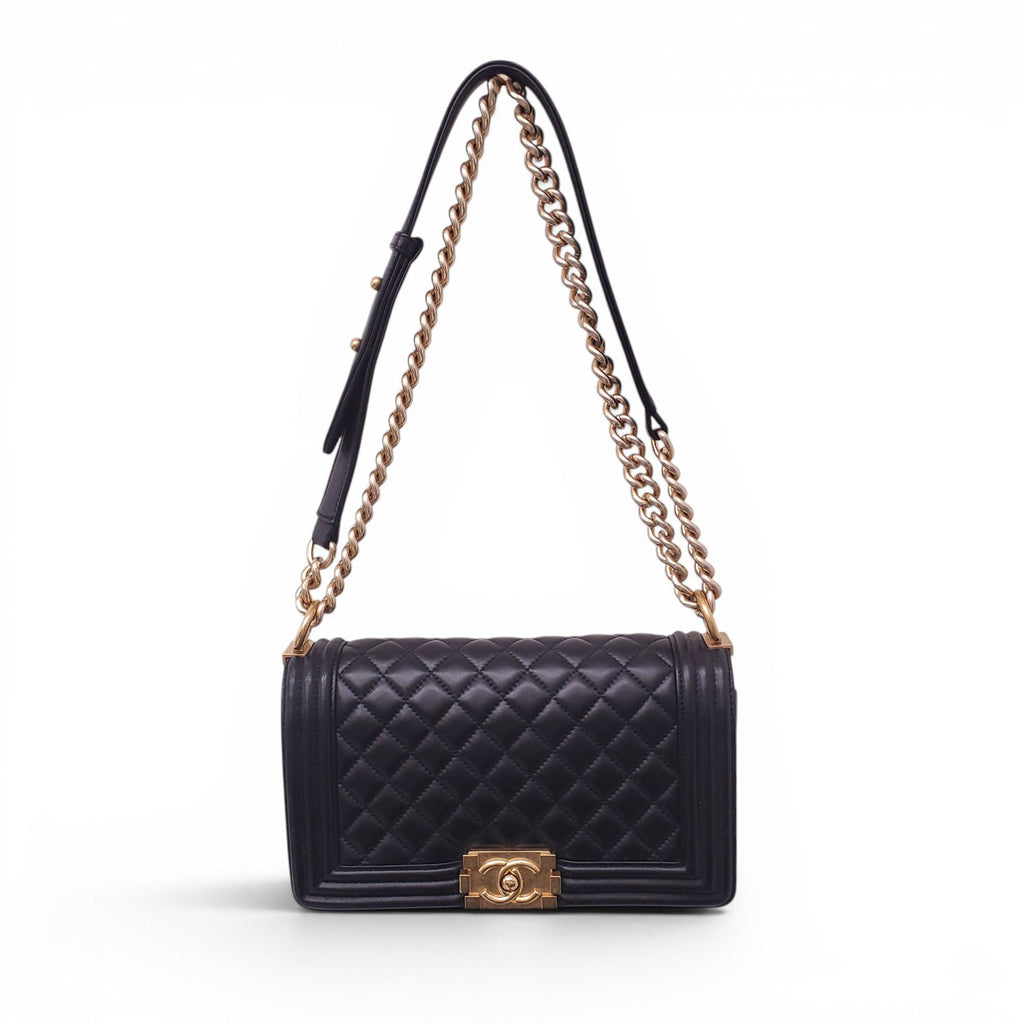 CHANEL BLACK LAMBSKIN BOY BAG
