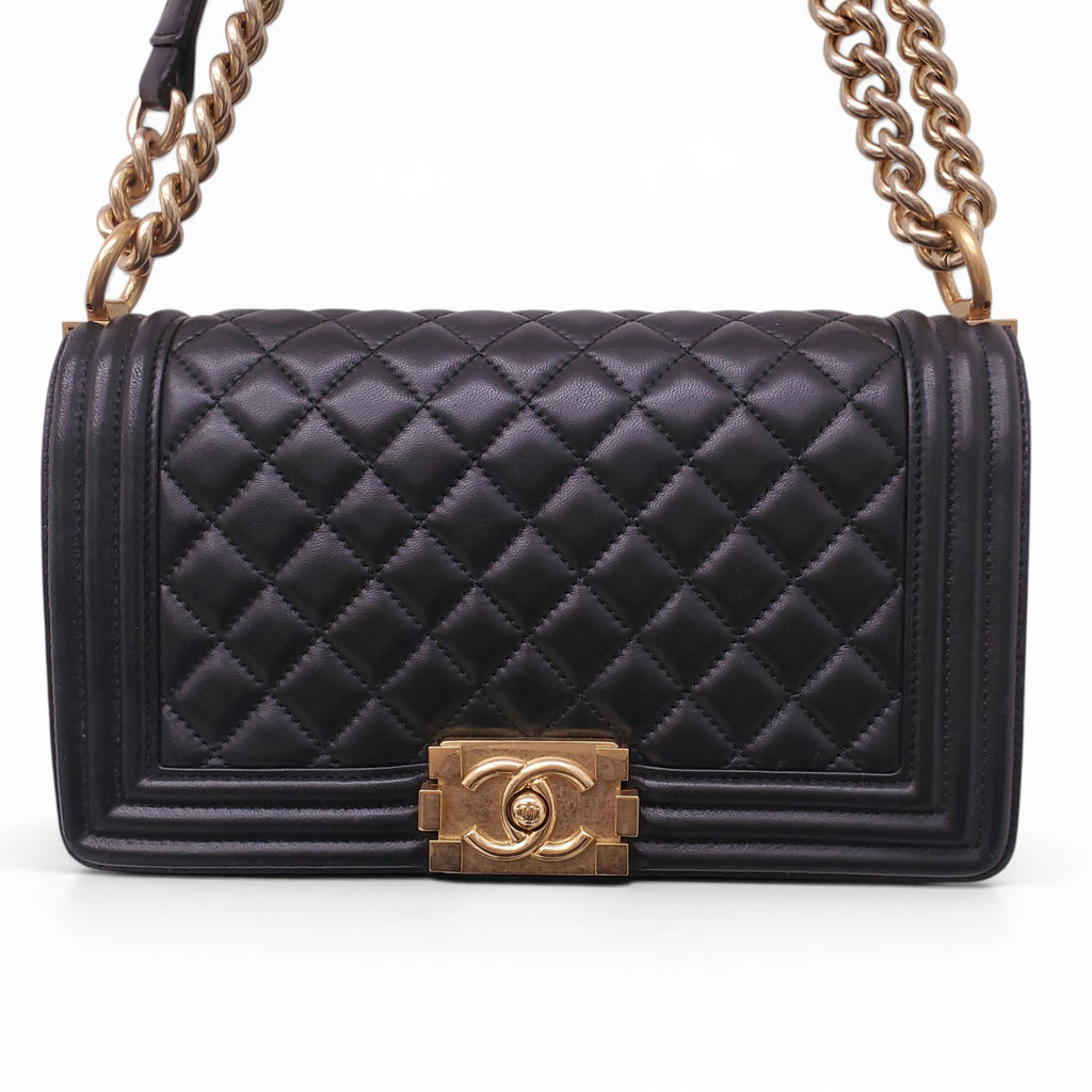 CHANEL BLACK LAMBSKIN BOY BAG