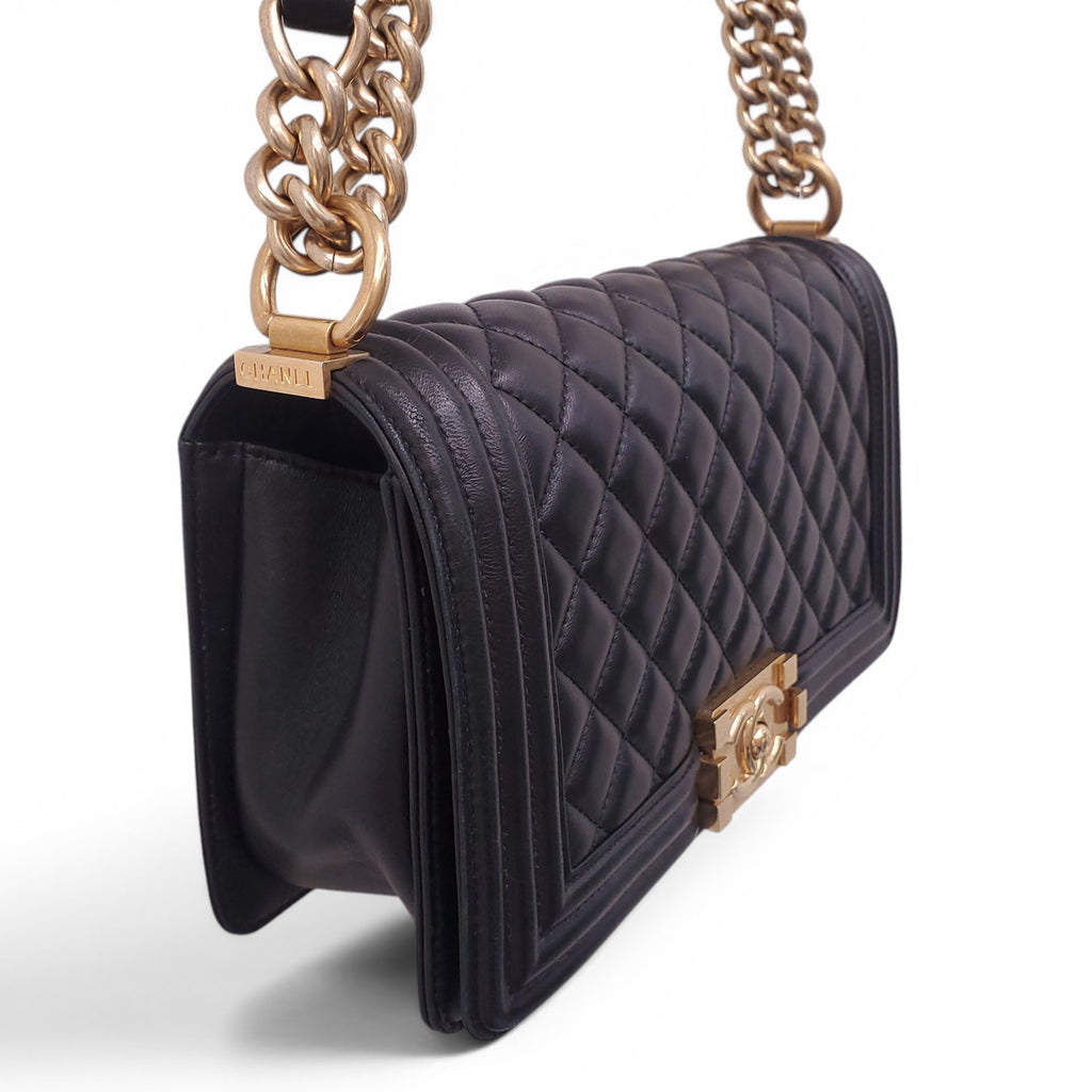CHANEL BLACK LAMBSKIN BOY BAG