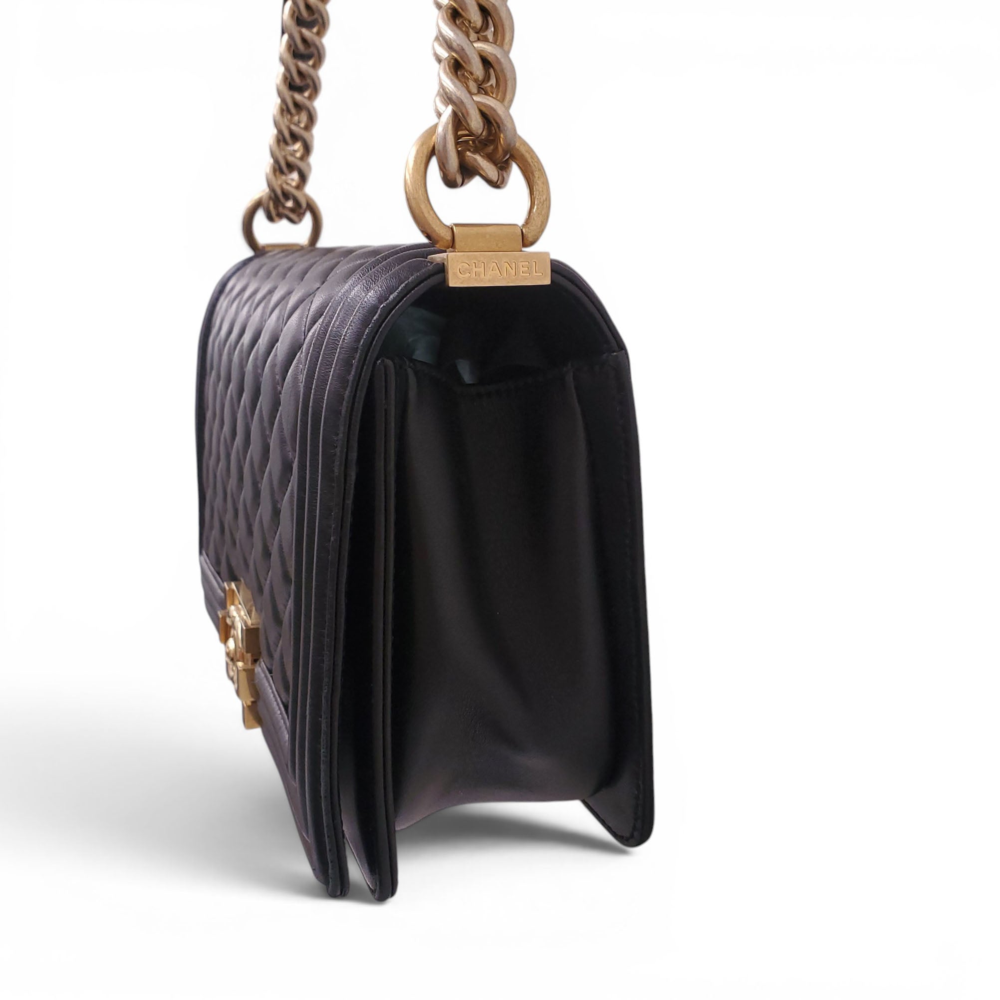 CHANEL BLACK LAMBSKIN BOY BAG