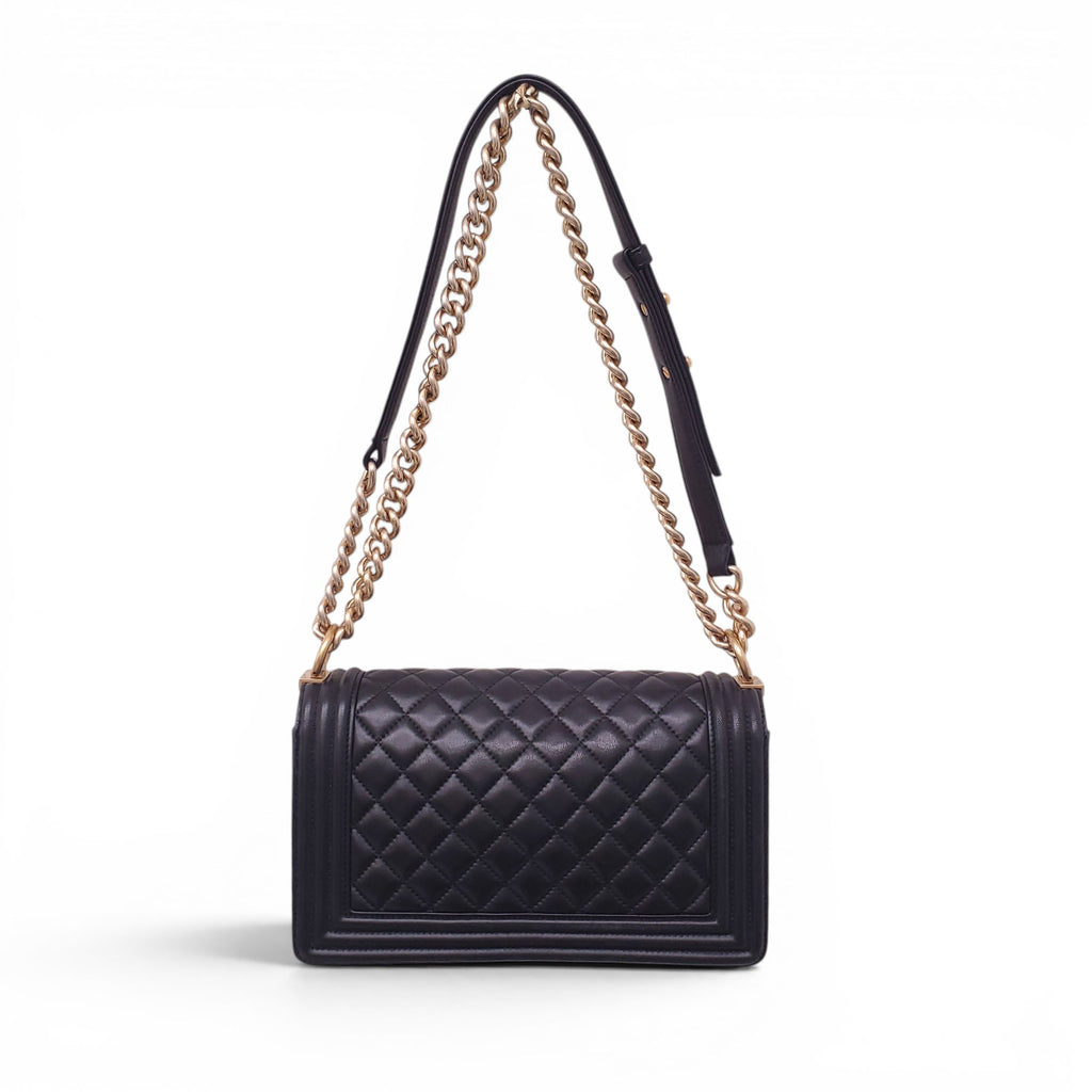 CHANEL BLACK LAMBSKIN BOY BAG