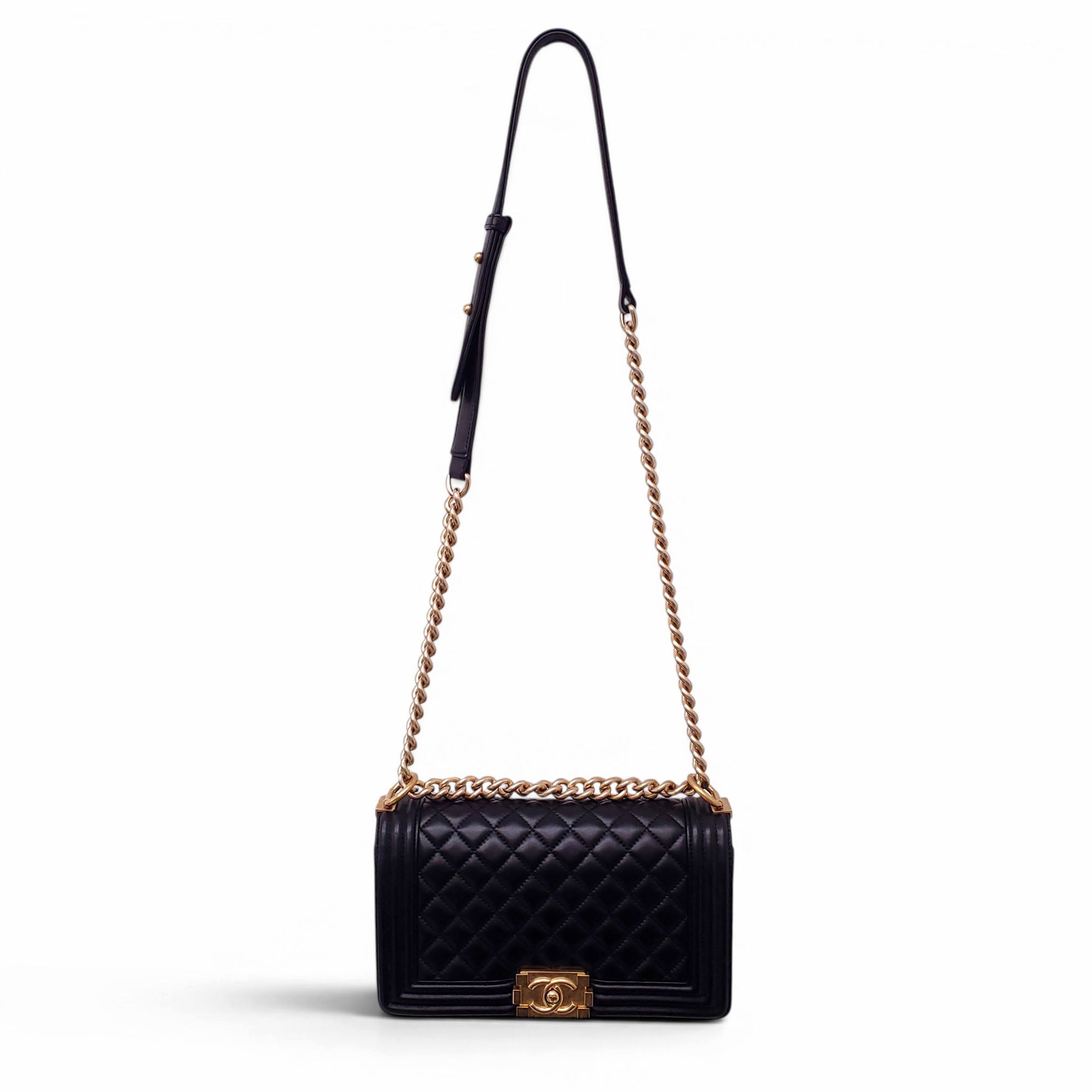 CHANEL BLACK LAMBSKIN BOY BAG