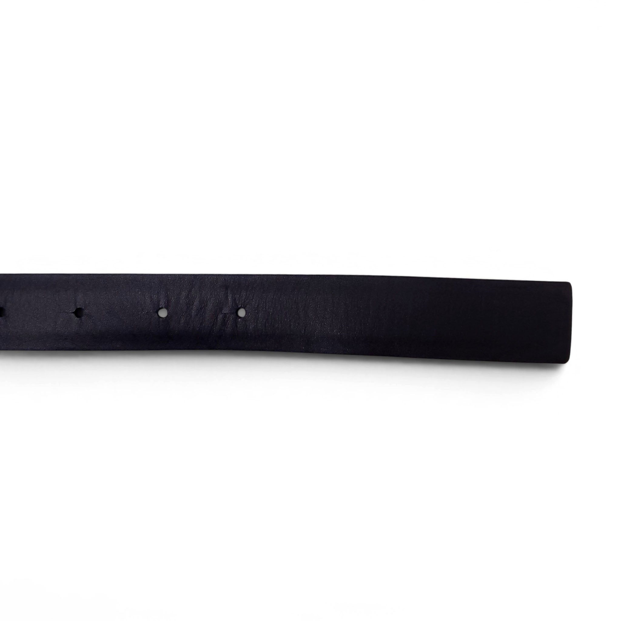 CHANEL BLACK LEATHER BELT WITH PEARL CC LOGO BUCKLE - SIZE 80