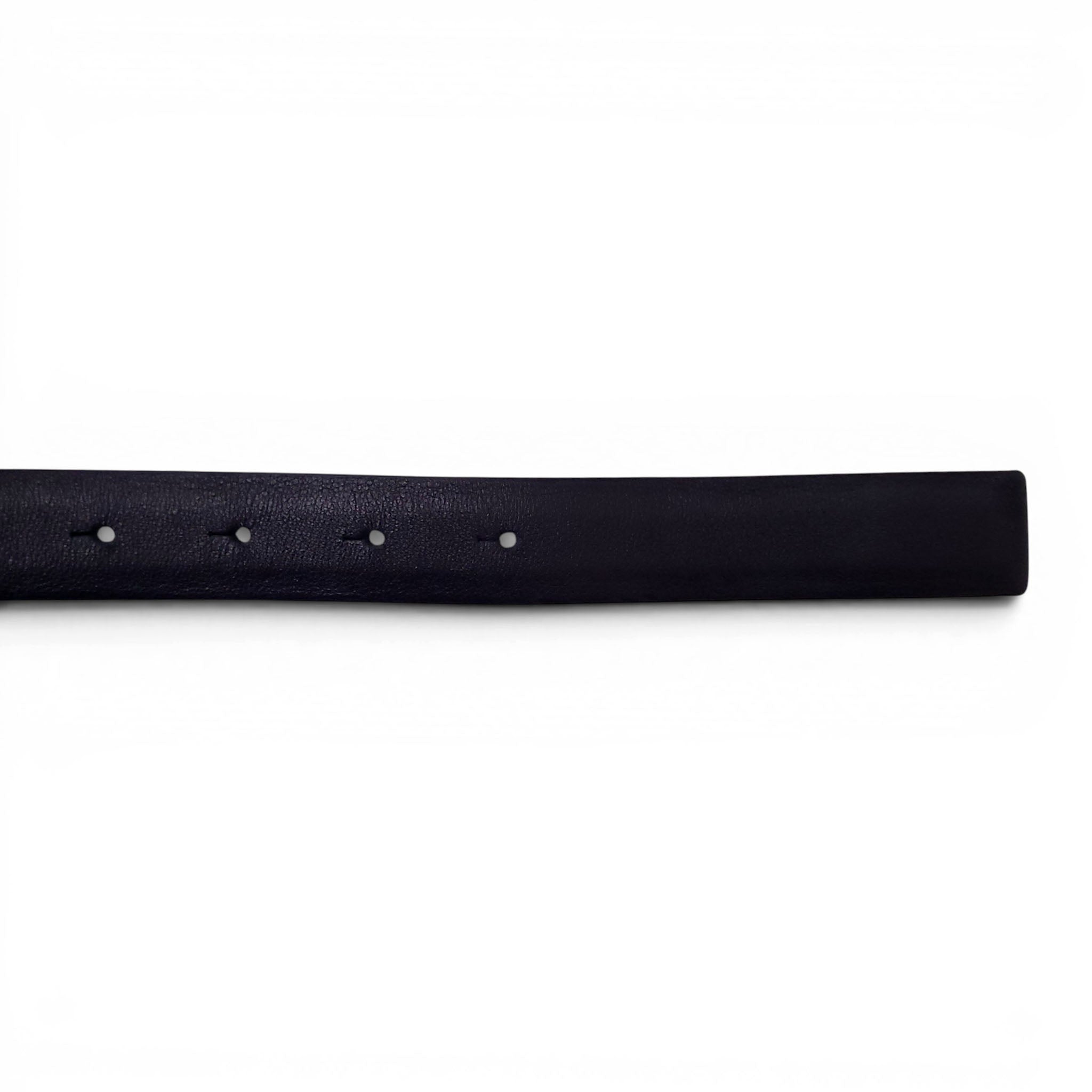 CHANEL BLACK LEATHER BELT WITH PEARL CC LOGO BUCKLE - SIZE 80