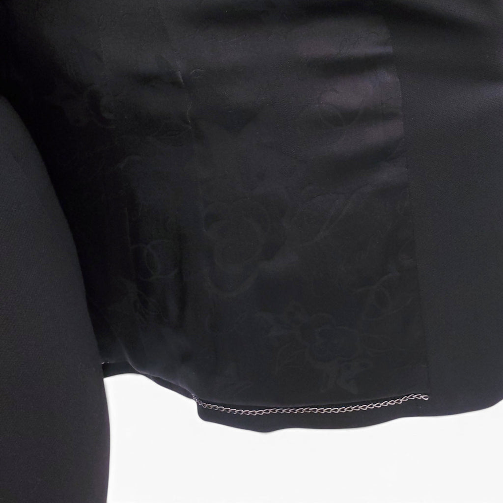CHANEL BLACK PANT SUIT WITH LION BUTTONS - SIZE 36
