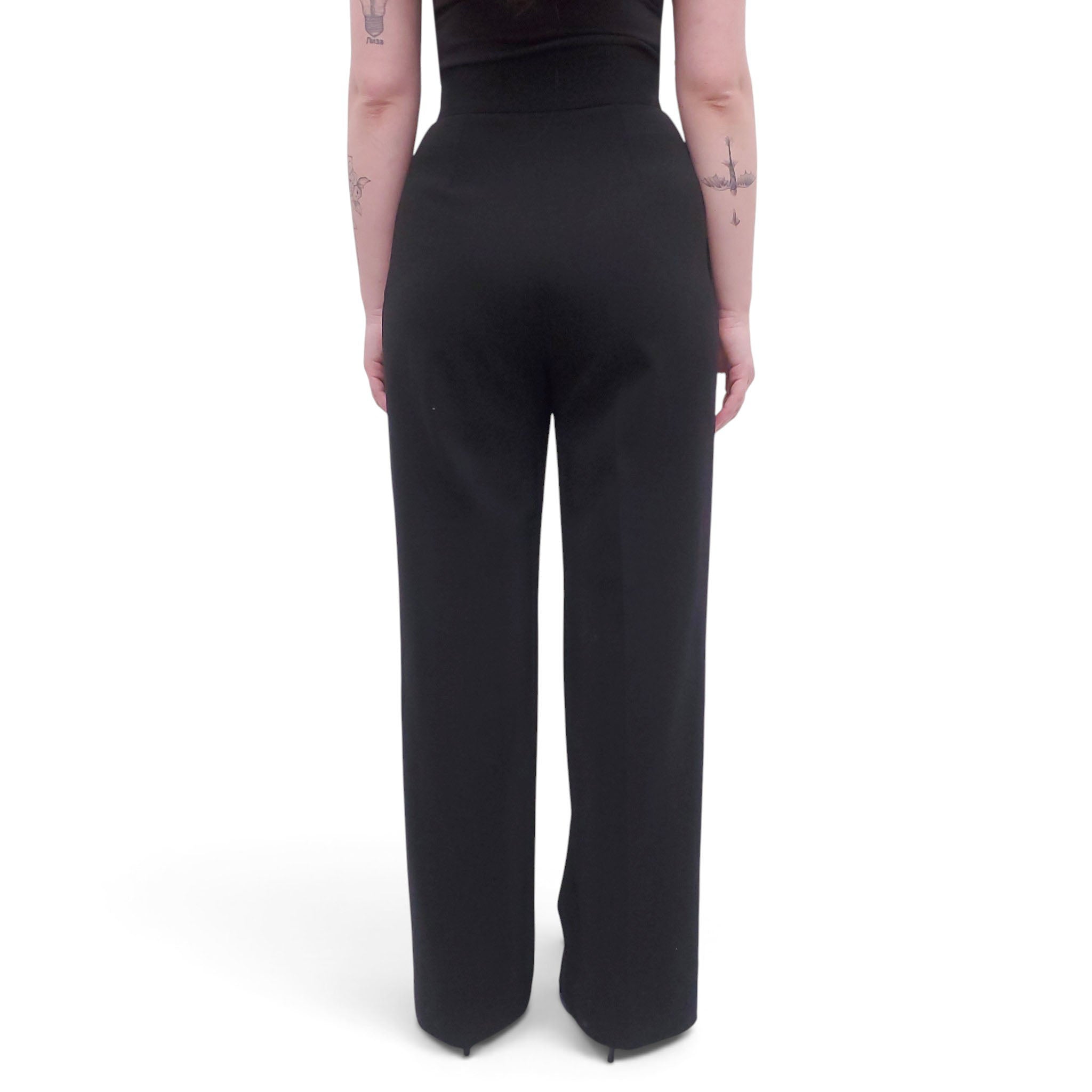 CHANEL BLACK PANT SUIT WITH LION BUTTONS - SIZE 36