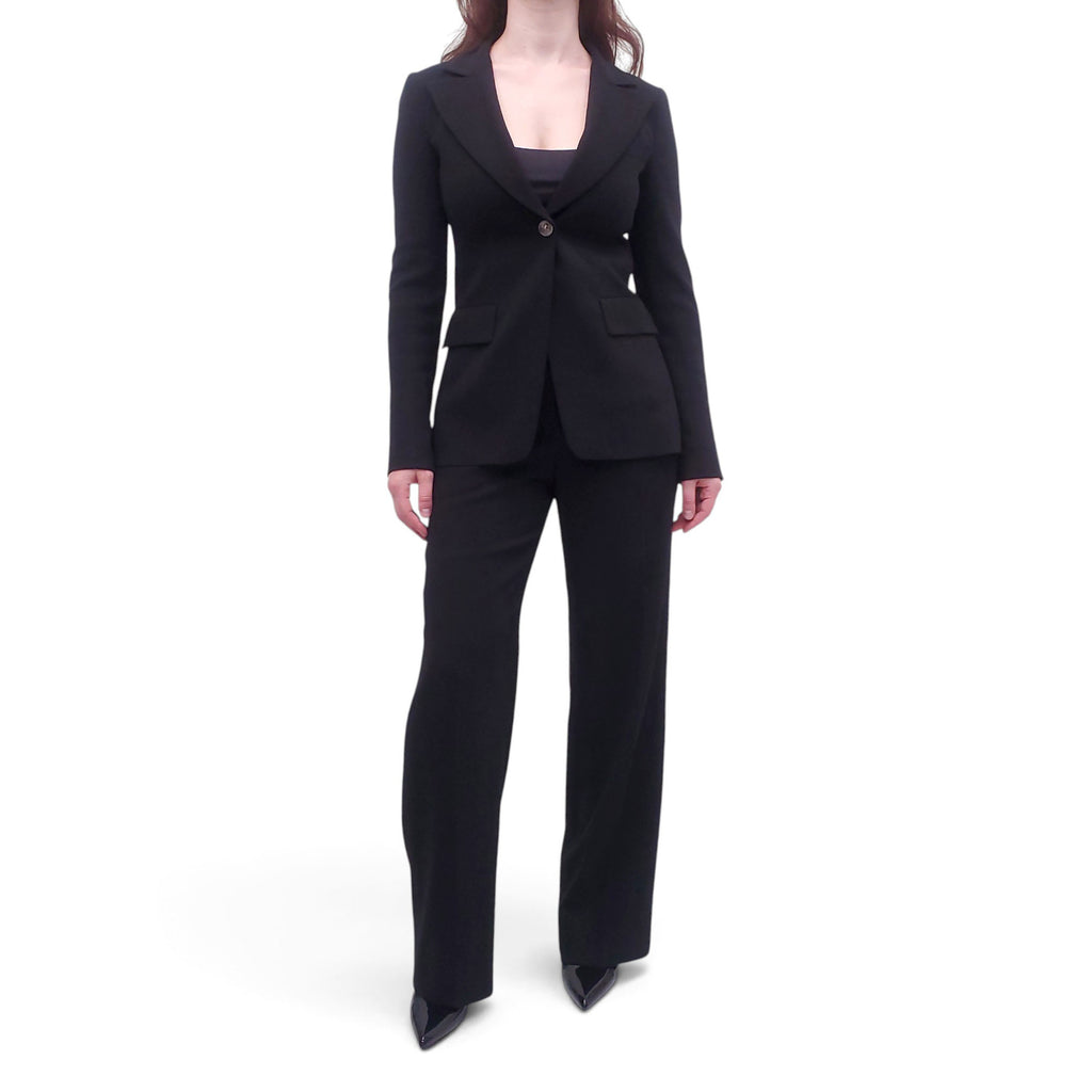 CHANEL BLACK PANT SUIT WITH LION BUTTONS - SIZE 36