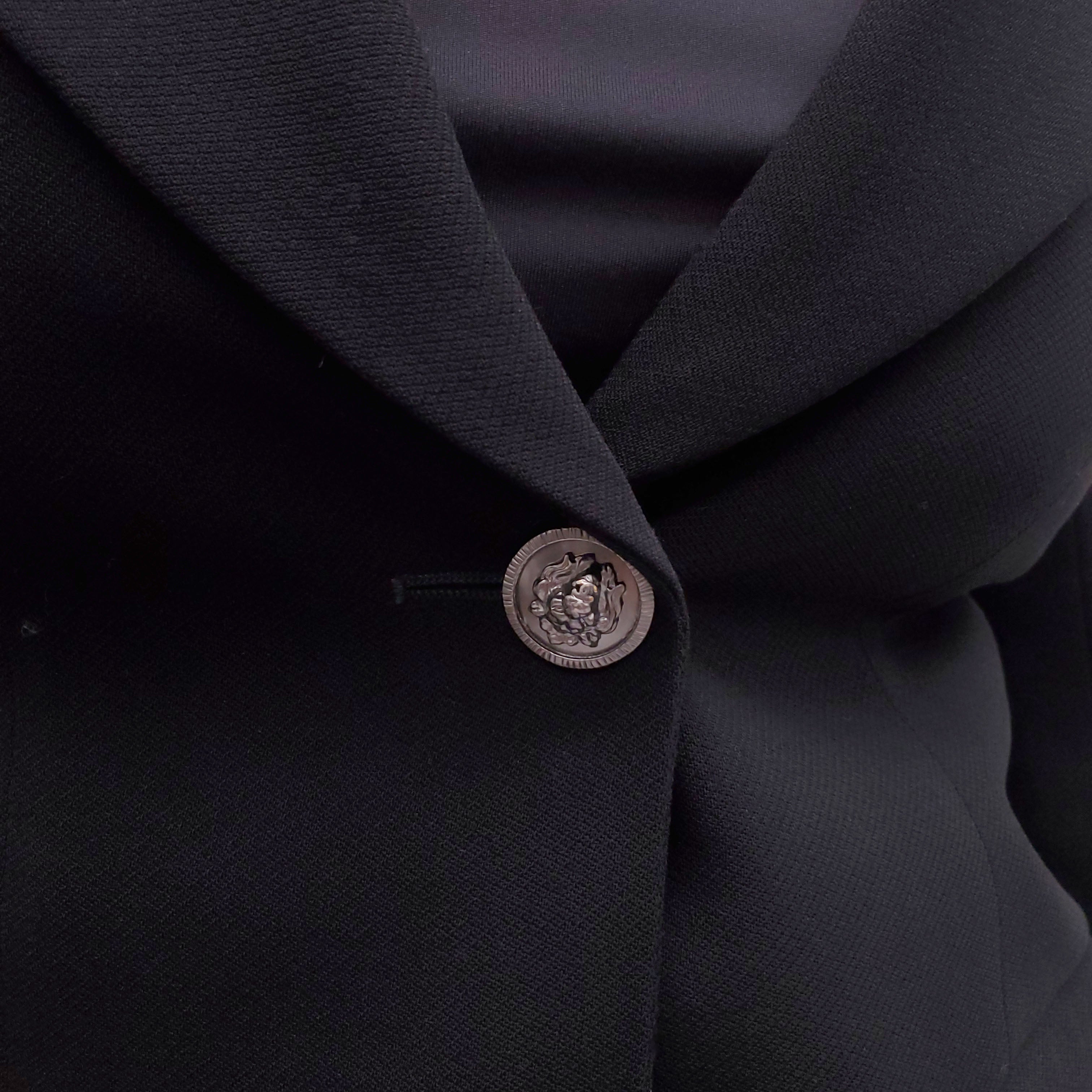CHANEL BLACK PANT SUIT WITH LION BUTTONS - SIZE 36