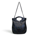 CHANEL BLACK PATENT MULTI-COLOUR CHEVRON 31 SHOPPING BAG