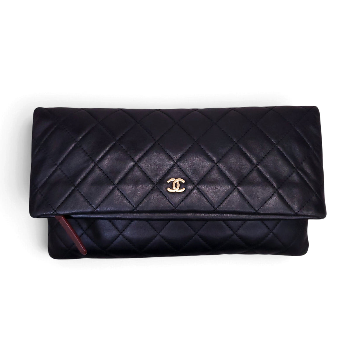 CHANEL BLACK QUILTED BEAUTY CC FOLDOVER CLUTCH
