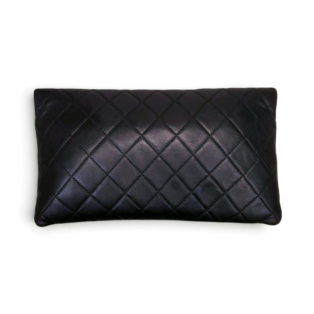 CHANEL BLACK QUILTED BEAUTY CC FOLDOVER CLUTCH