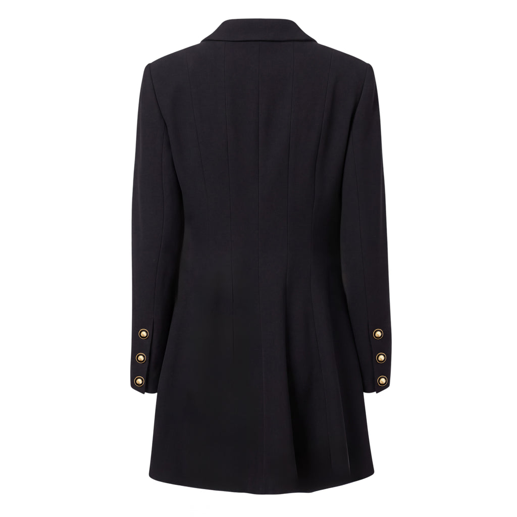 CHANEL BLACK RIDING COAT WITH LOGO BUTTONS - SIZE 44