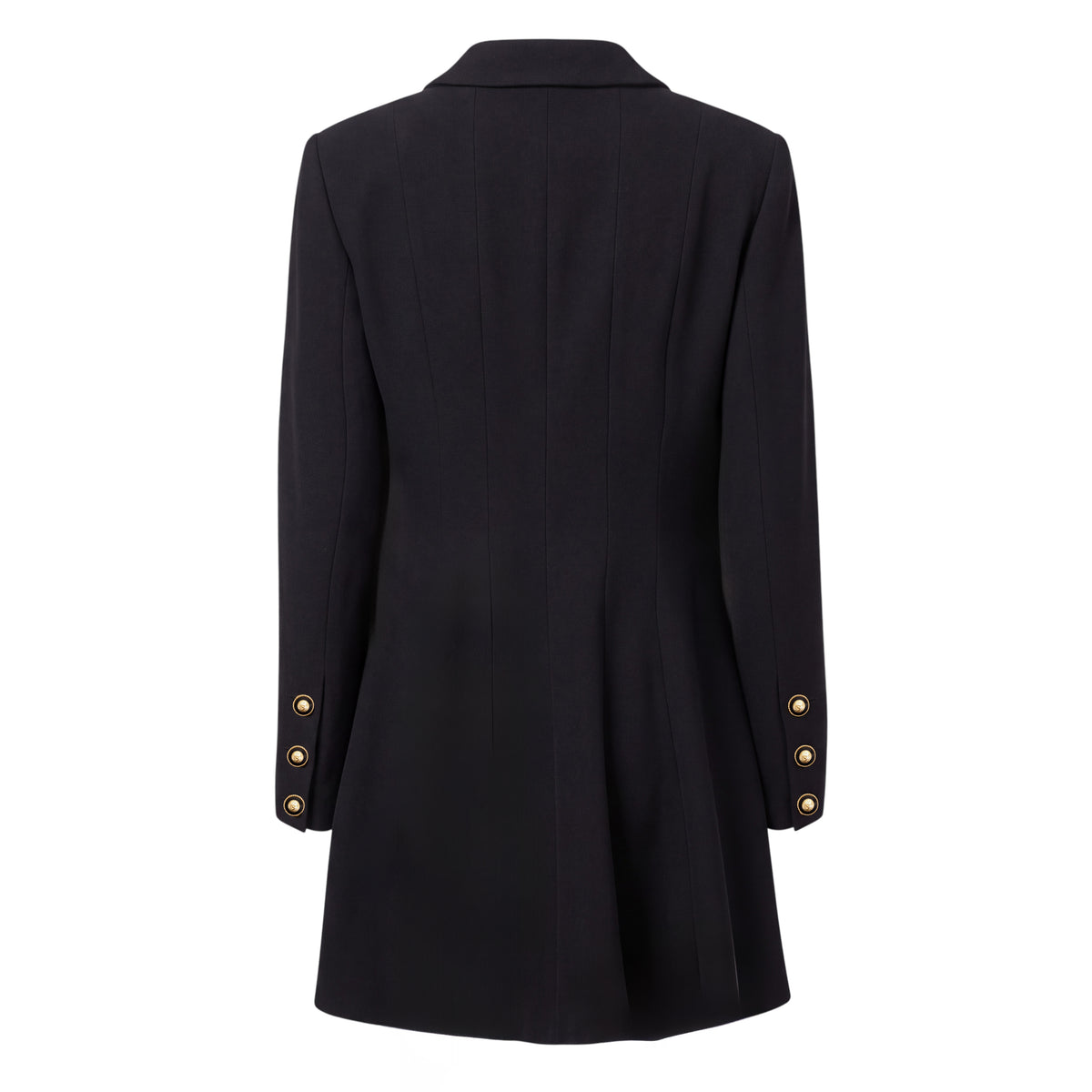 CHANEL BLACK RIDING COAT WITH LOGO BUTTONS - SIZE 44