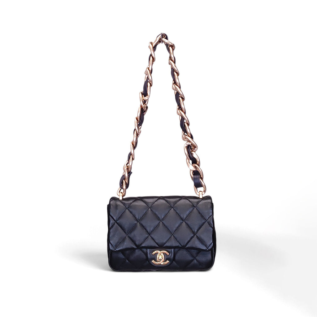 CHANEL BLACK SMALL FUNKY TOWN FLAP BAG